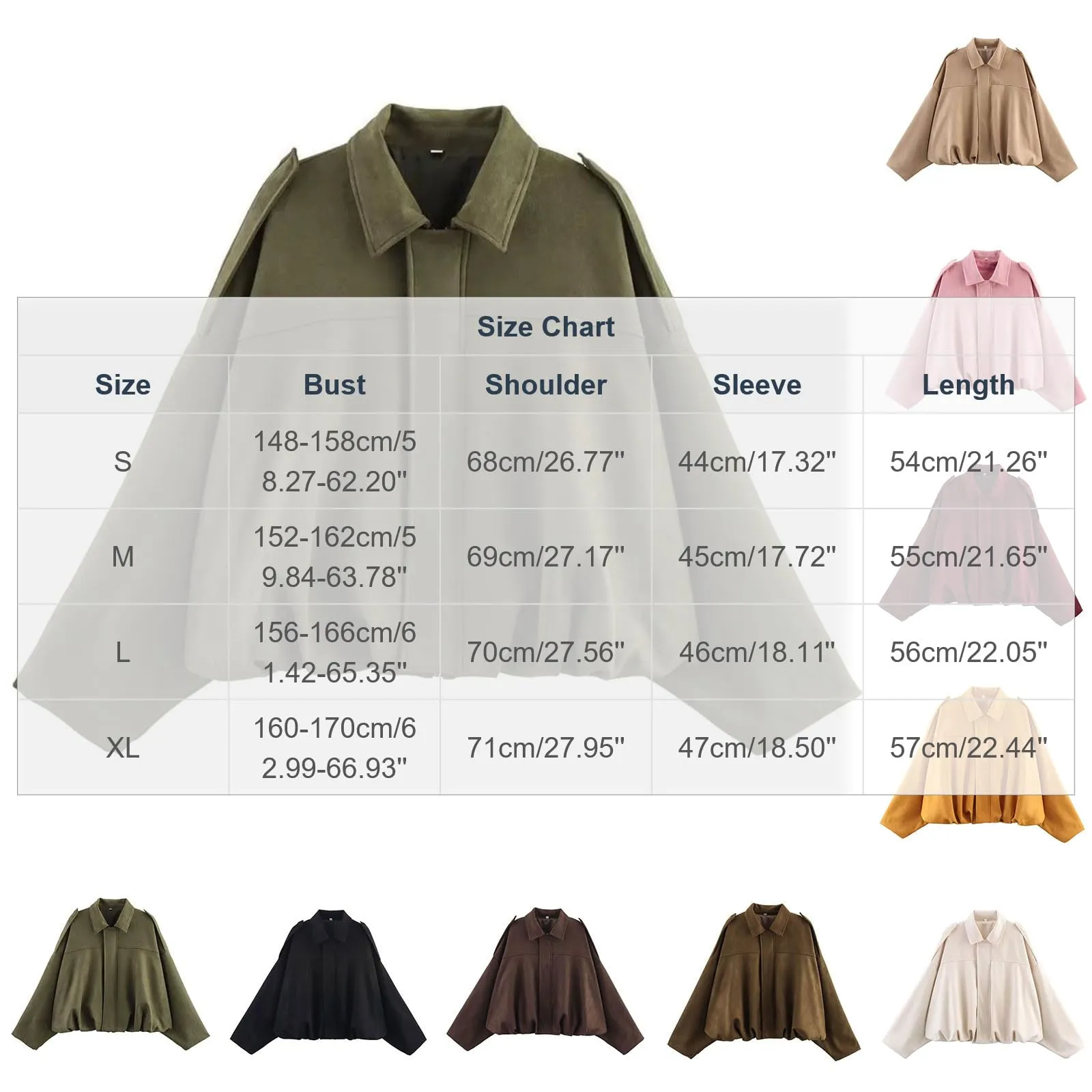 WZMYDBD Giubbotto Bomber in Camoscio Donna Invernale Multicolor - immagine 3