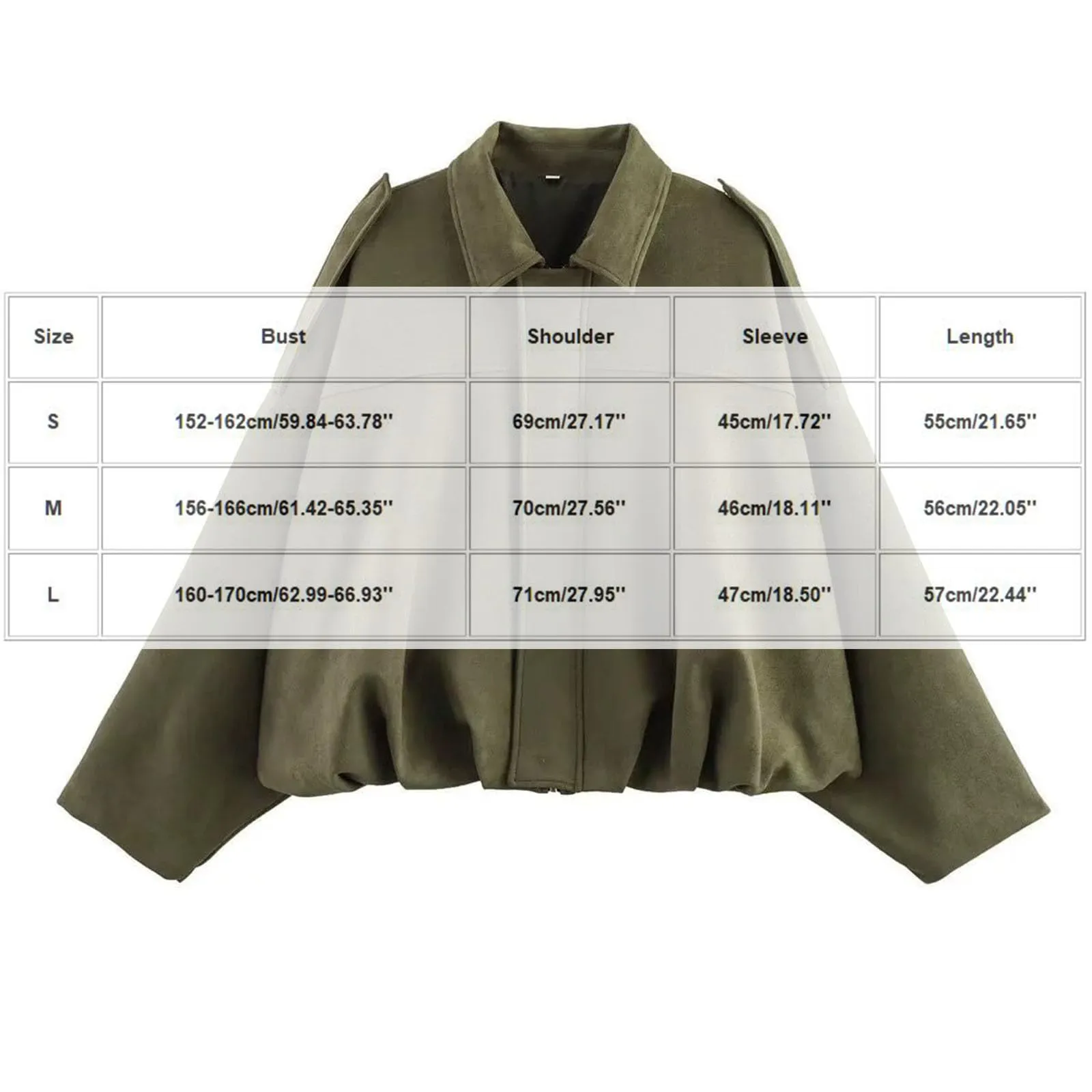 WZMYDBD Giacca Bomber Donna in Pelle Scamosciata con Risvolto e Zip - immagine 4