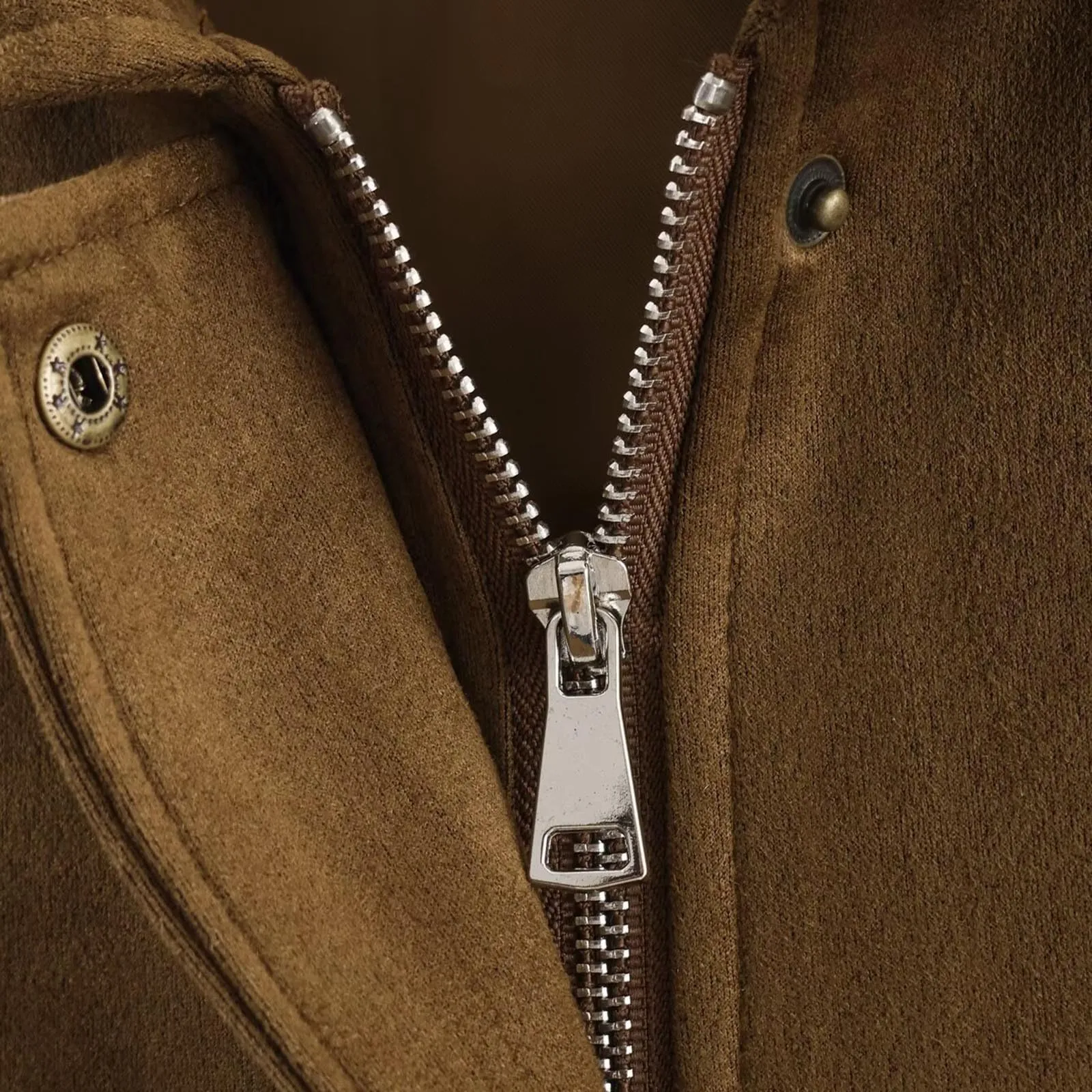 WZMYDBD Giacca Bomber Corta da Donna in Finta Pelle Scamosciata con Risvolto e Zip - immagine 8