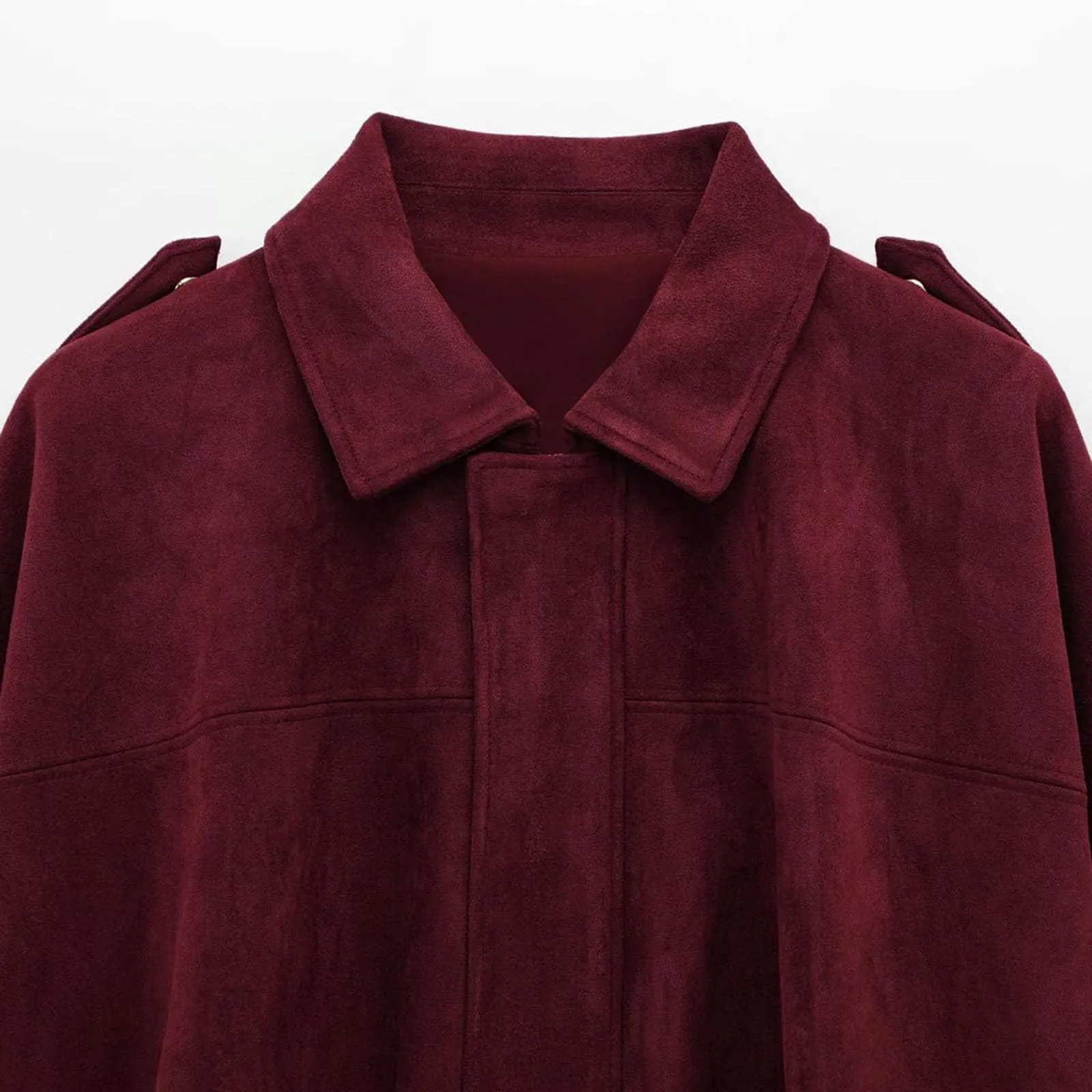 WZMYDBD Giacca Bomber in Pelle Scamosciata da Donna, Corta, Oversize, Streetwear - immagine 7