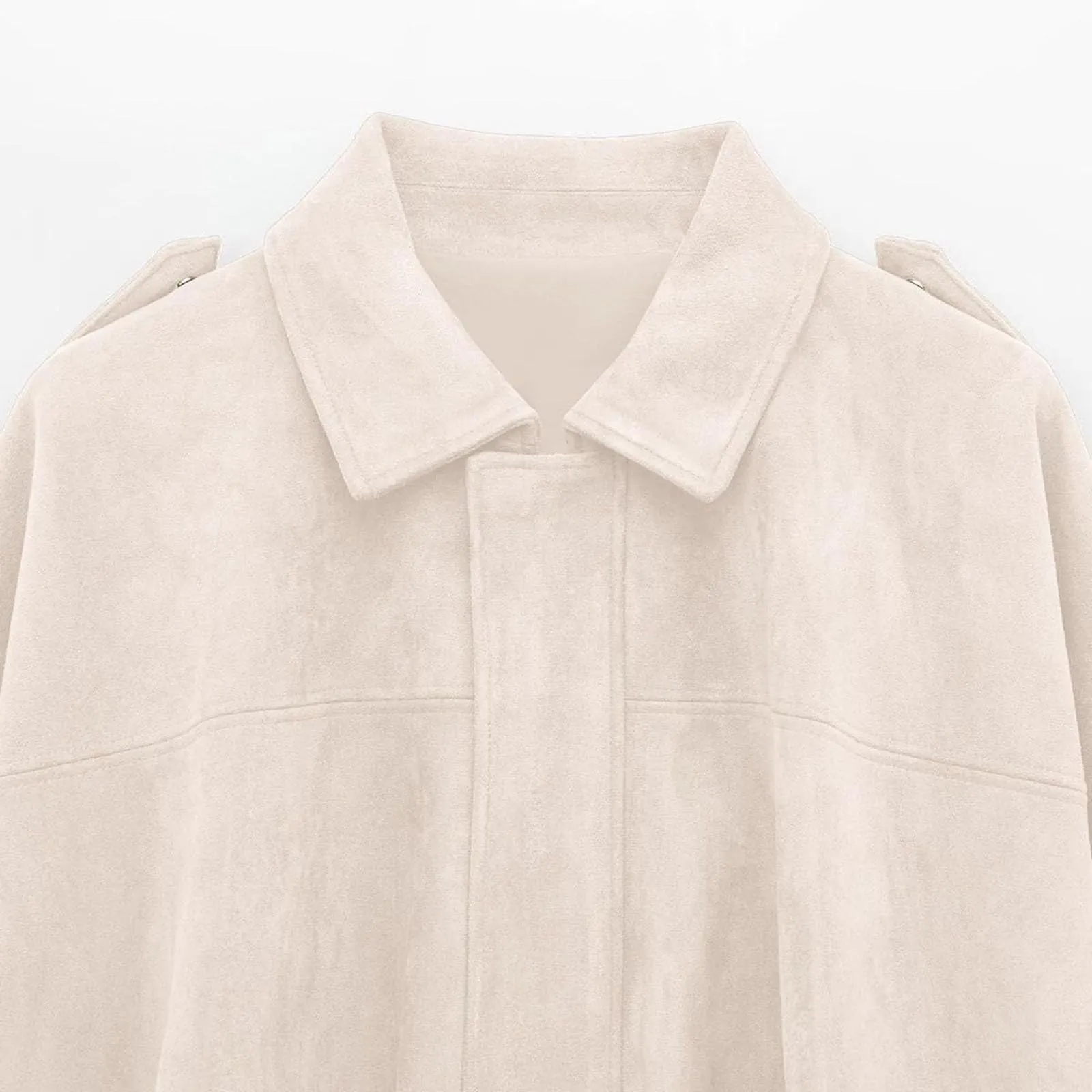 WZMYDBD Giacca Bomber in Pelle Scamosciata da Donna con Zip - immagine 7