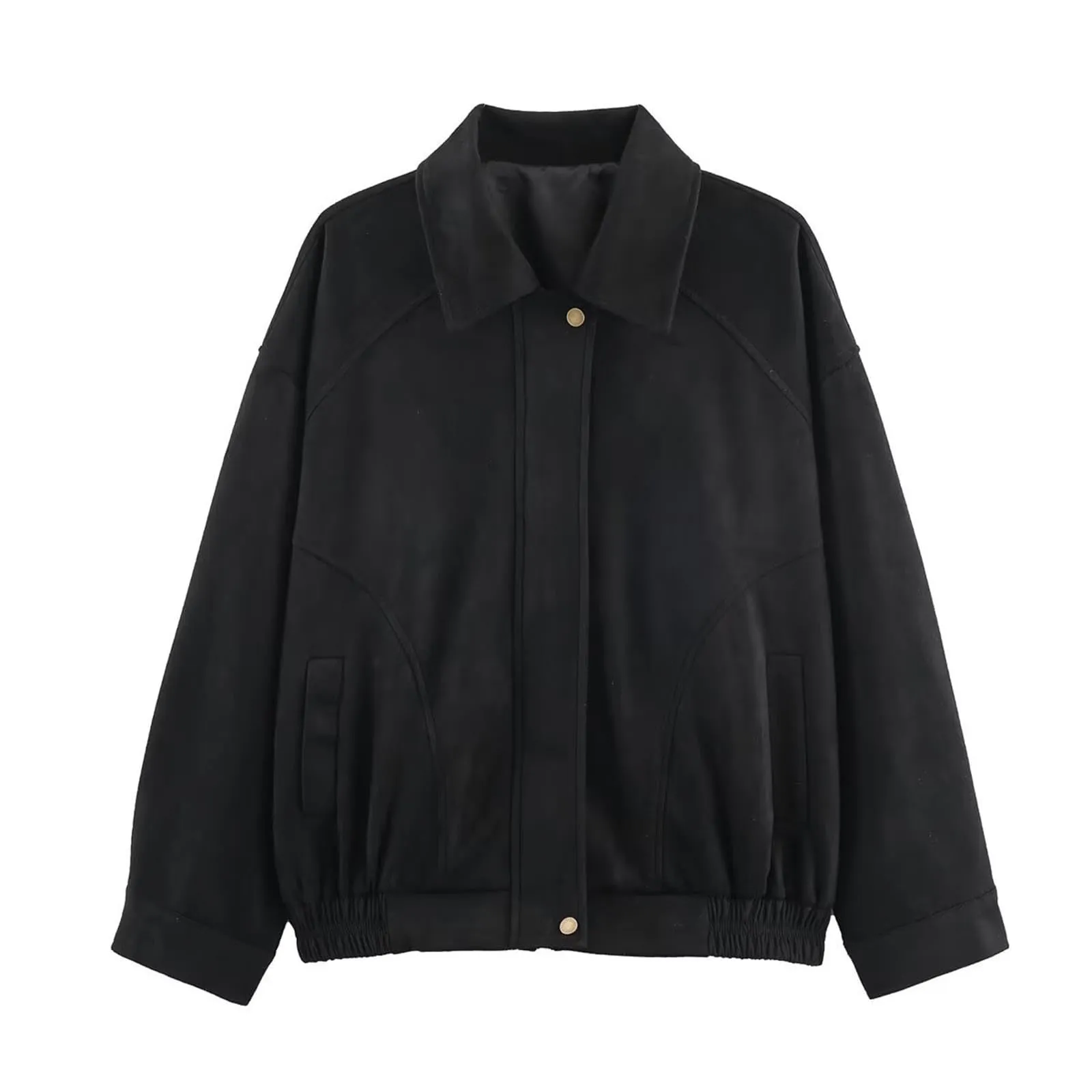 WZMYDBD Giacca Bomber in Pelle Scamosciata da Donna - immagine 2