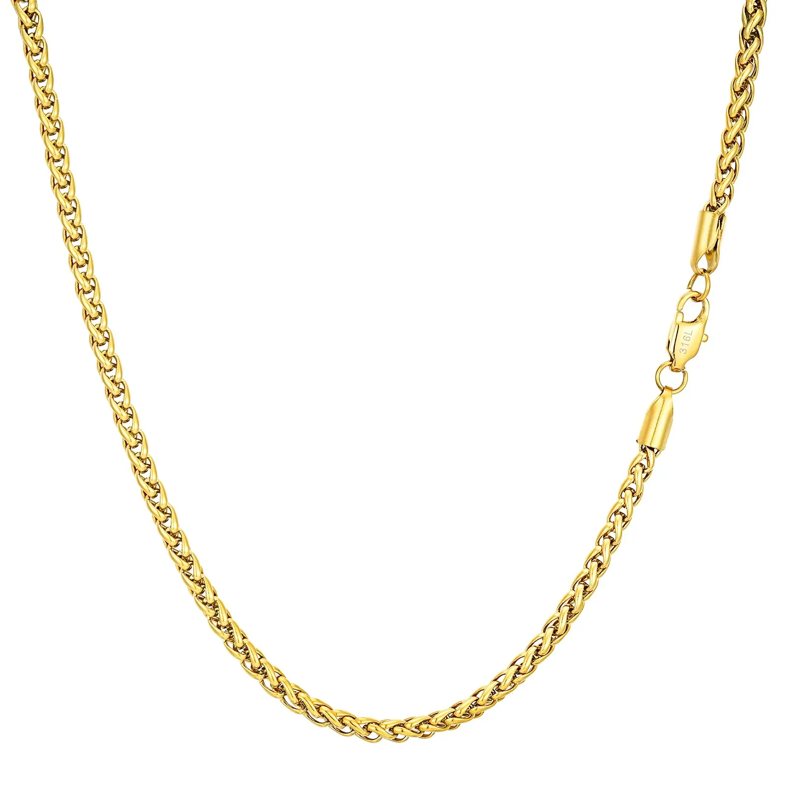 Esmoly Men's Cuban Chain Necklace, Stainless Steel (Gold, 2mm/18 inches) - immagine 1