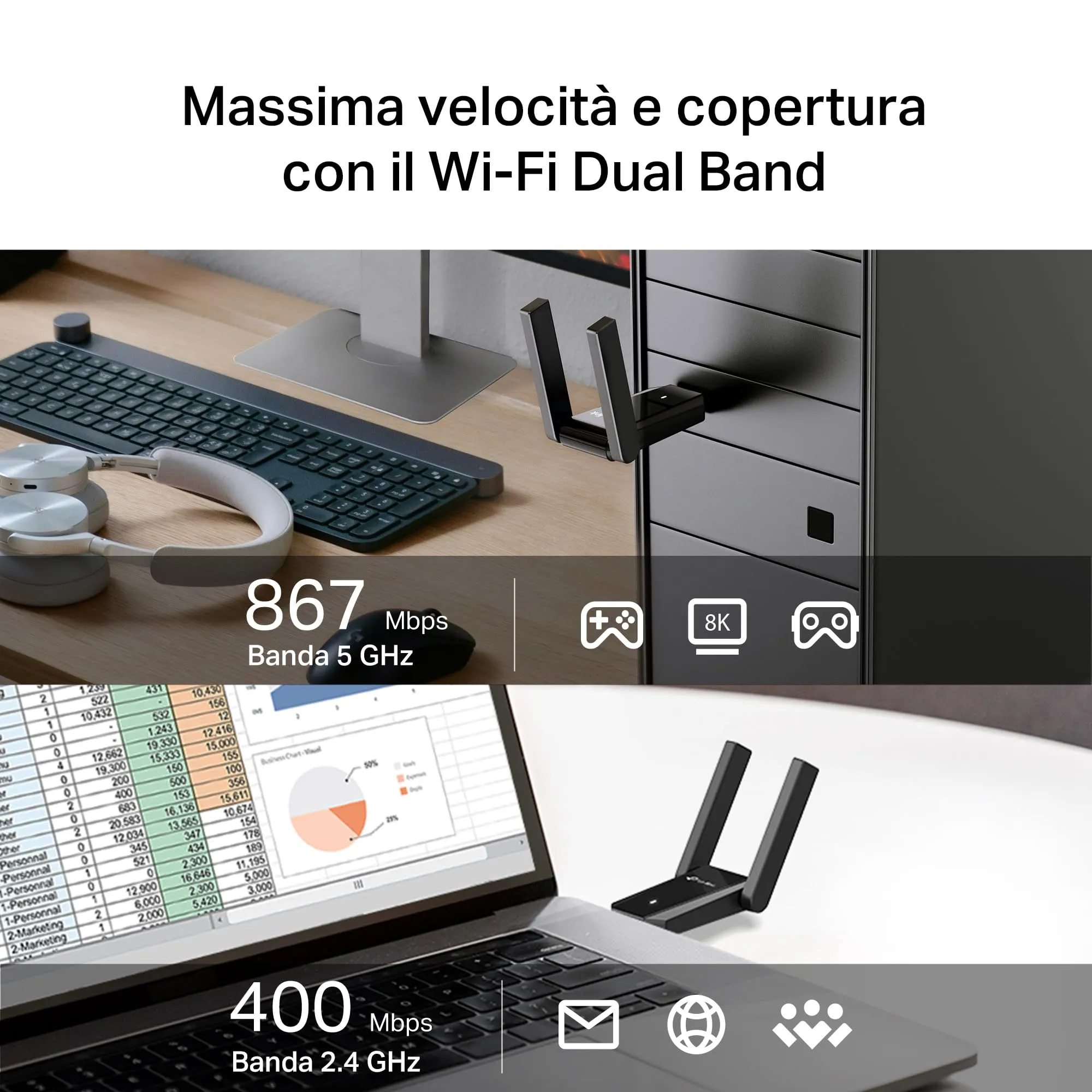 TP-Link Archer T5U Plus Adattatore WiFi USB 3.0 AC1300 con 2 antenne - immagine 6