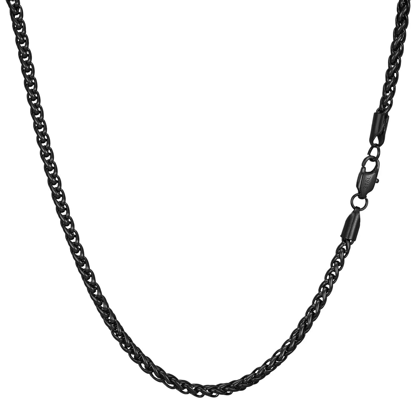 Esmoly Cuban Chain Necklace for Men, Stainless Steel (Black, 3mm/24inches) - immagine 1