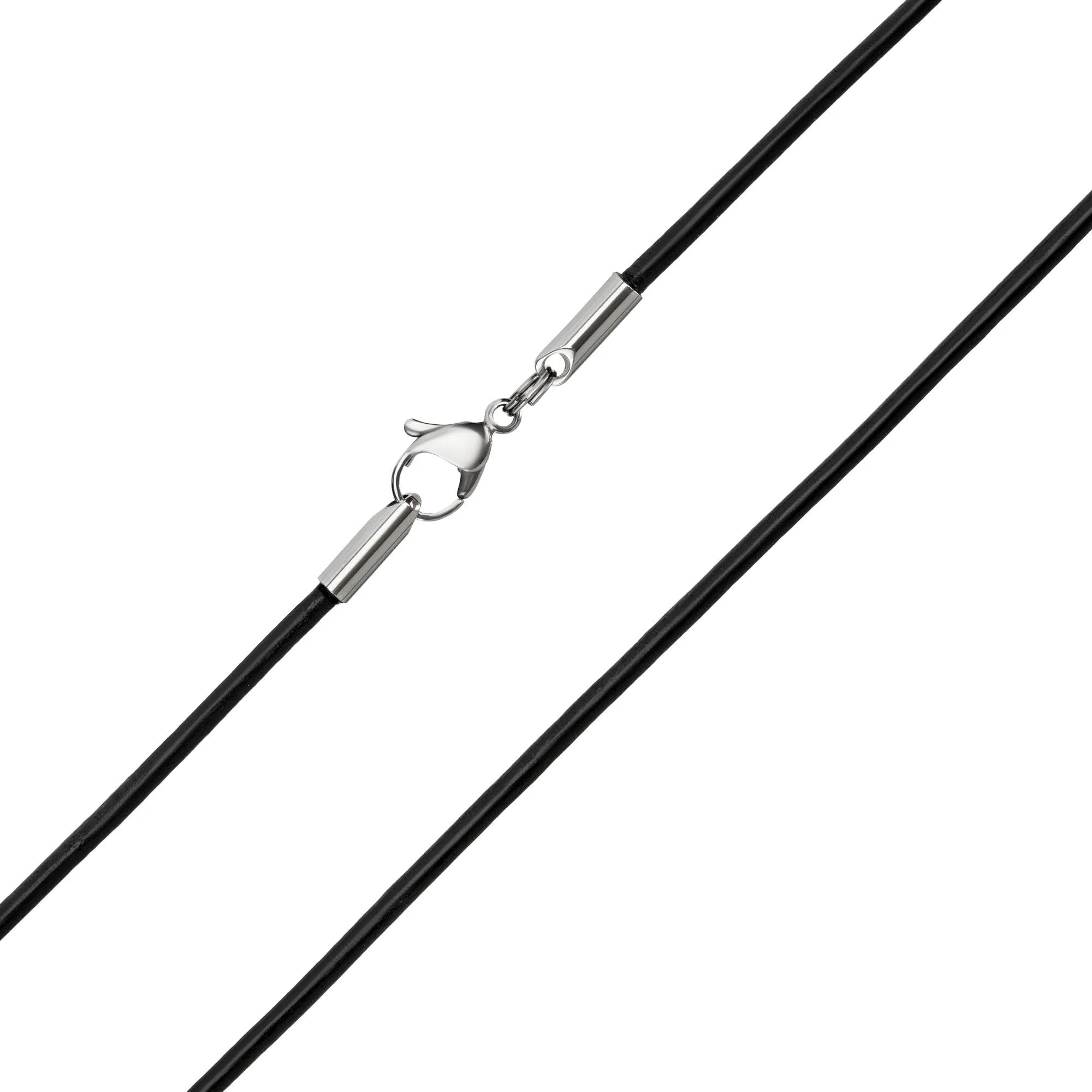 Auroris Collana in vera pelle nera 2 mm con chiusura a moschettone in acciaio inox, 45 cm - immagine 2