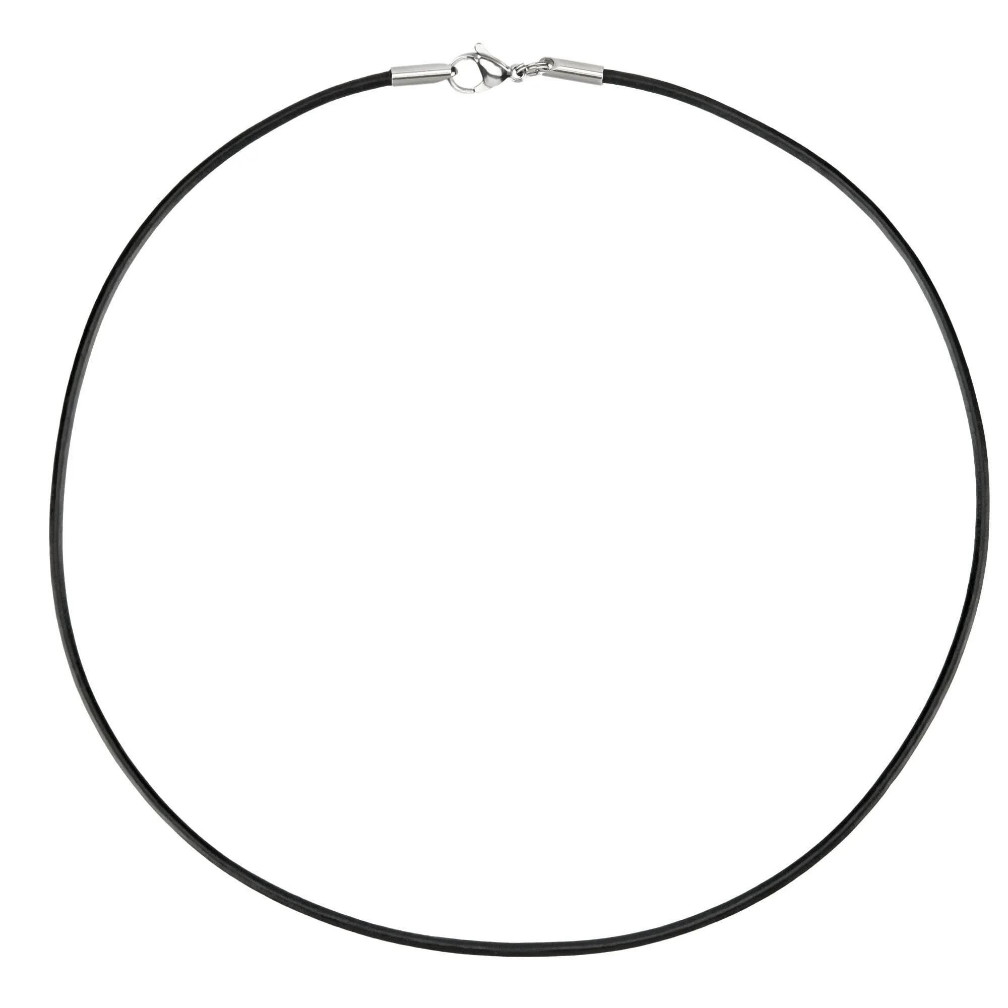 Auroris Collana in vera pelle nera 2 mm con chiusura a moschettone in acciaio inox, 50 cm - immagine 1
