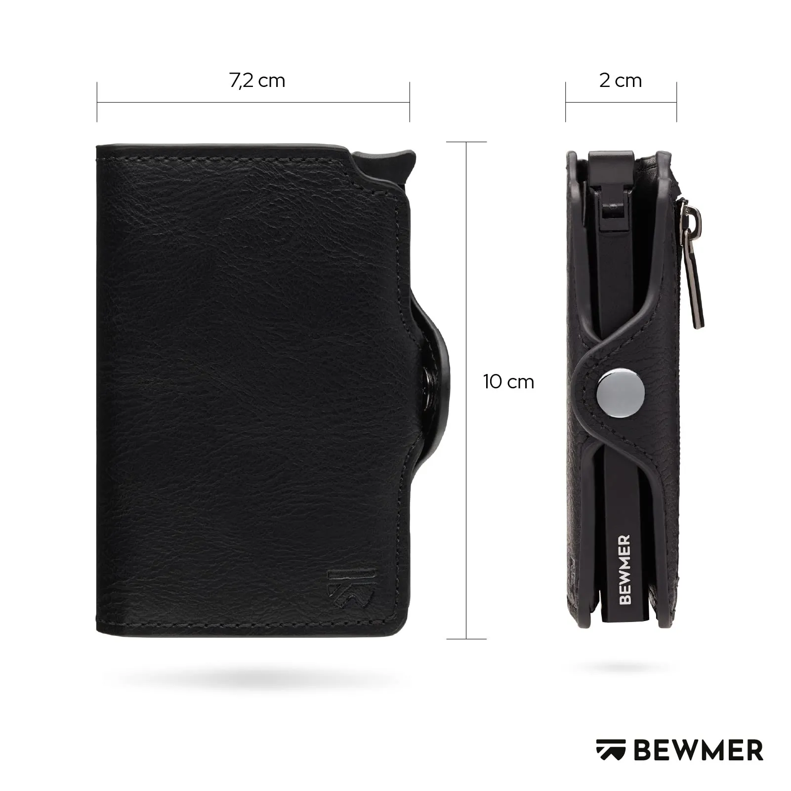 BEWMER Portafoglio Slim con Protezione RFID e Fermasoldi in Carbon Fiber, Nero Senza Zip - immagine 5