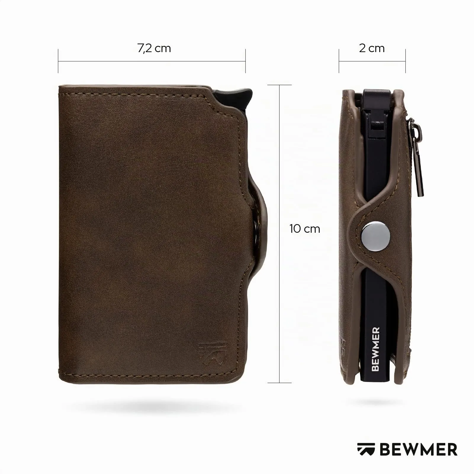 BEWMER Portafoglio Slim con custodia per AirTag in Carbon Fiber, Marrone - immagine 5