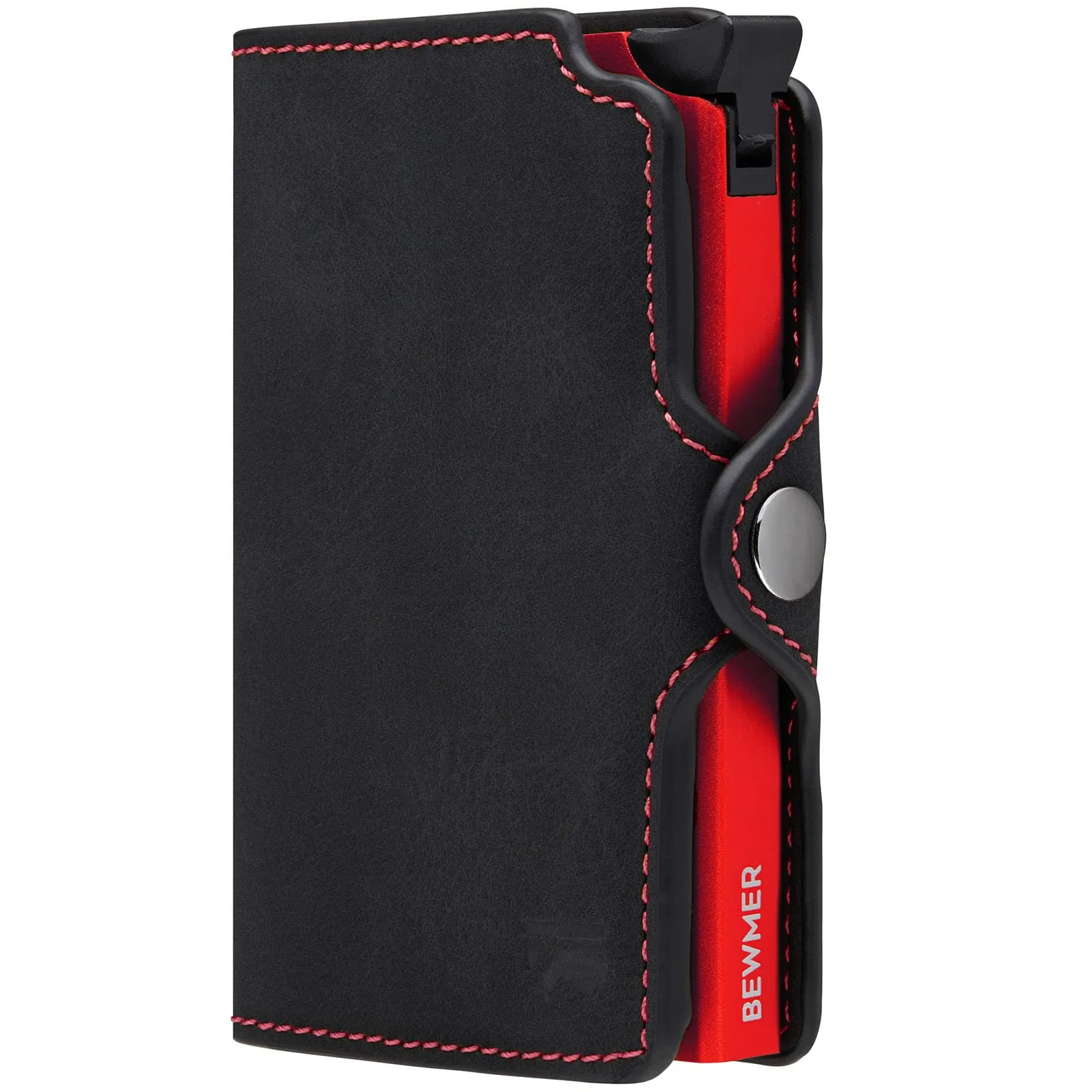 BEWMER Porta Carte di Credito 1 ZIP Schermato, Portafoglio Slim con Protezione RFID e Fermasoldi in Carbon Fiber (Nero e Arancione) - immagine 1