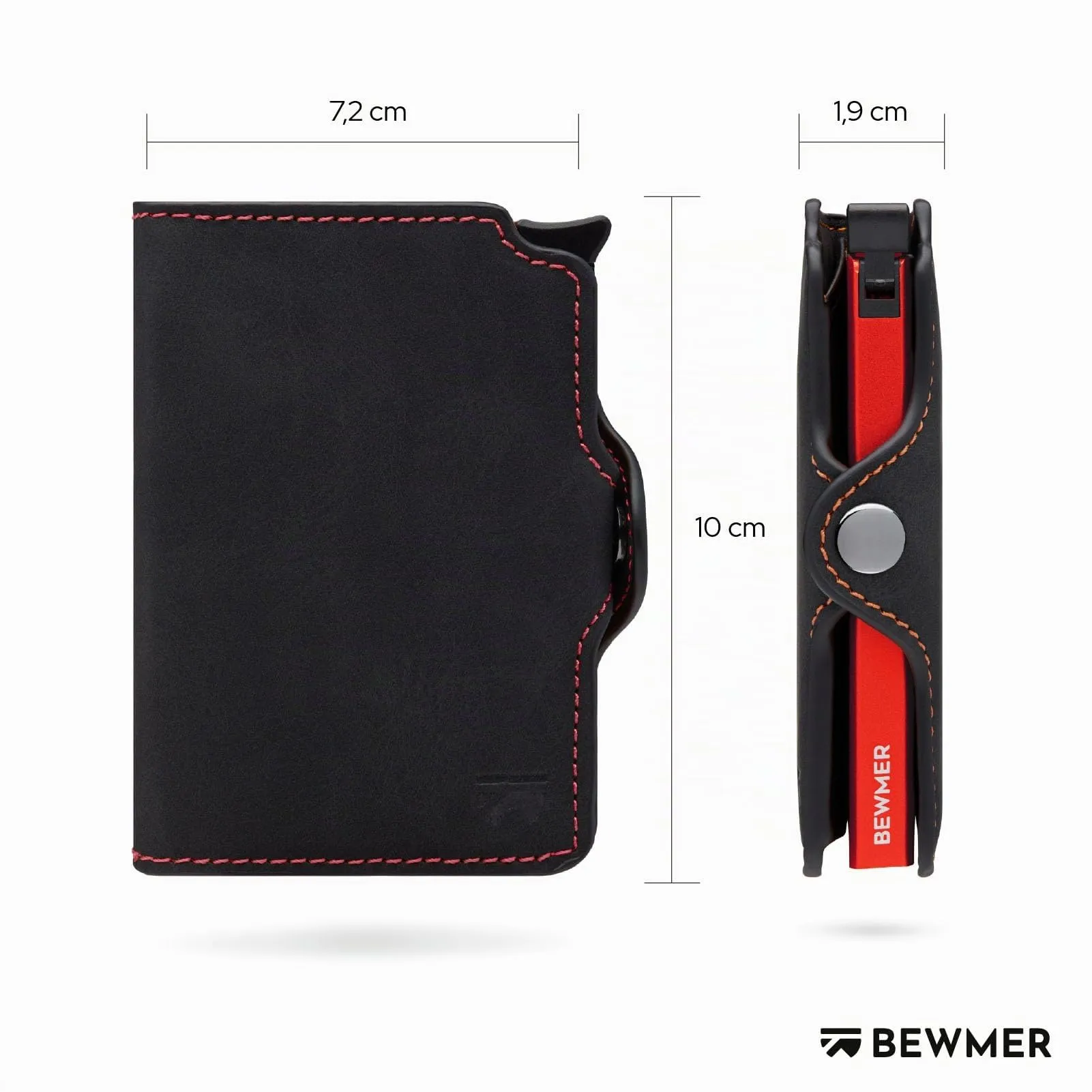 BEWMER Porta Carte di Credito 1 ZIP Schermato, Portafoglio Slim con Protezione RFID e Fermasoldi in Carbon Fiber (Nero e Arancione) - immagine 5