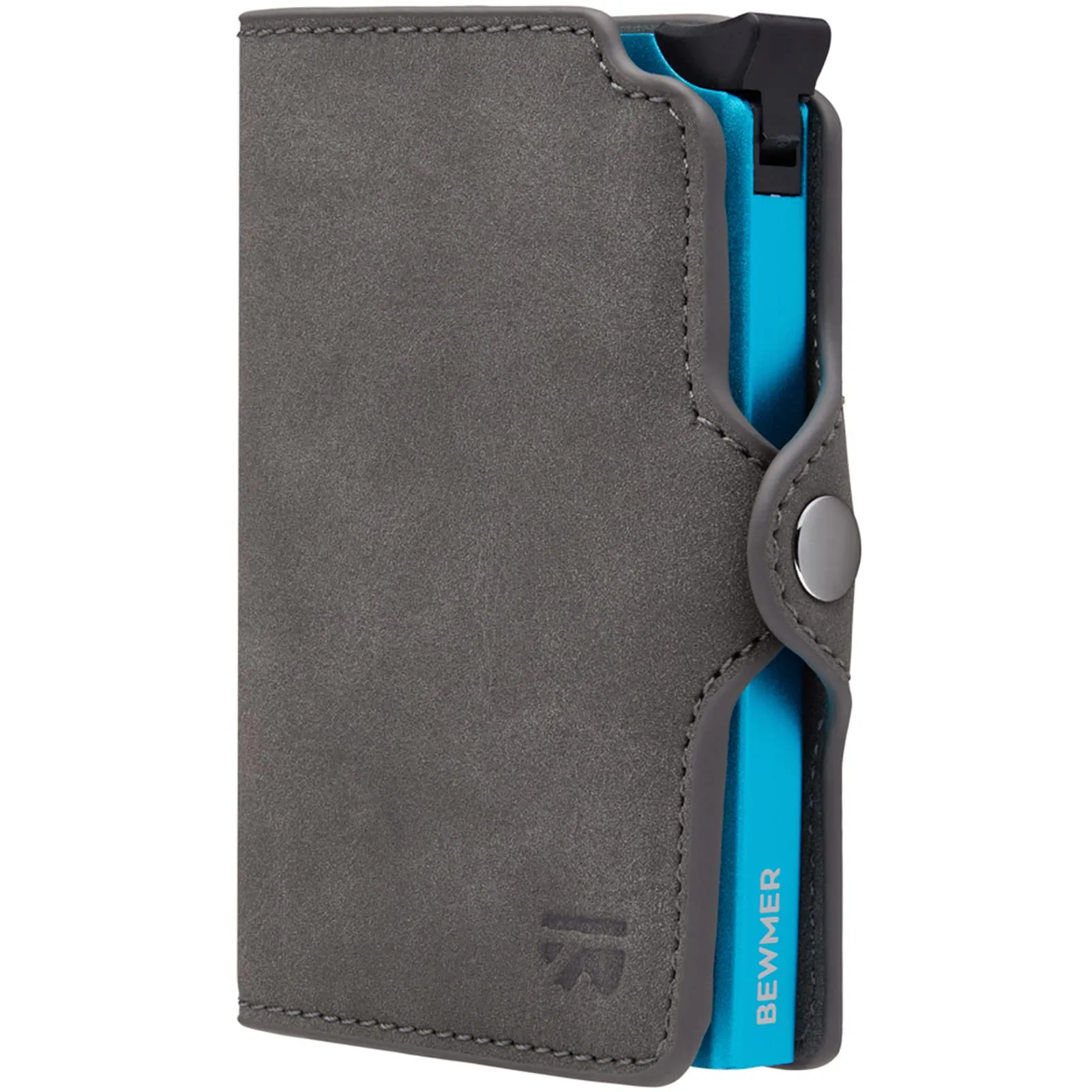 BEWMER Portafoglio Slim RFID con Fermasoldi in Carbon Fiber, Grigio Scuro e Blu, Senza Zip - immagine 1