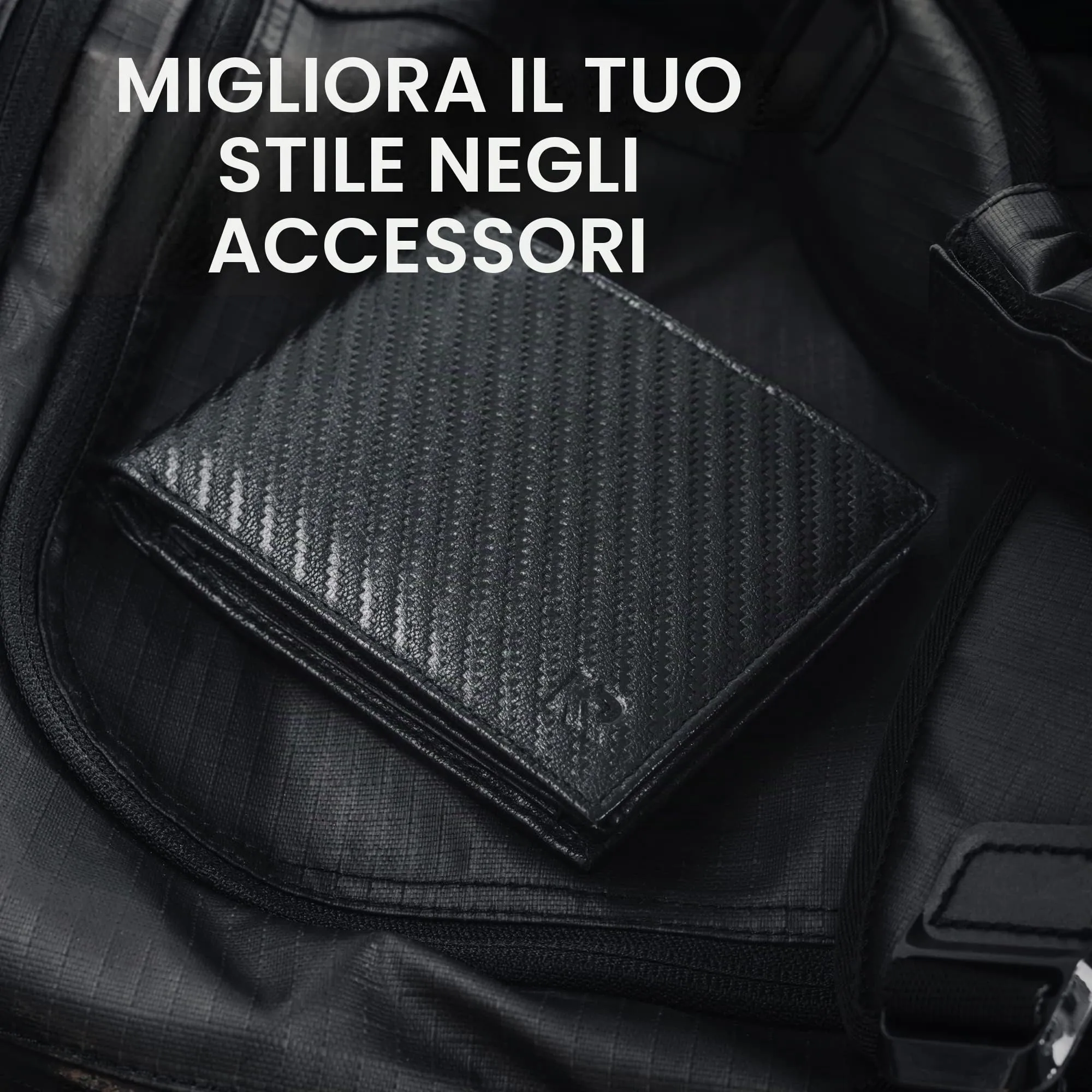 KRONIFY Portafoglio da Uomo in Vera Pelle, Protezione RFID, Formato Orizzontale, 13 Scomparti per Carte, Carbonio - immagine 9