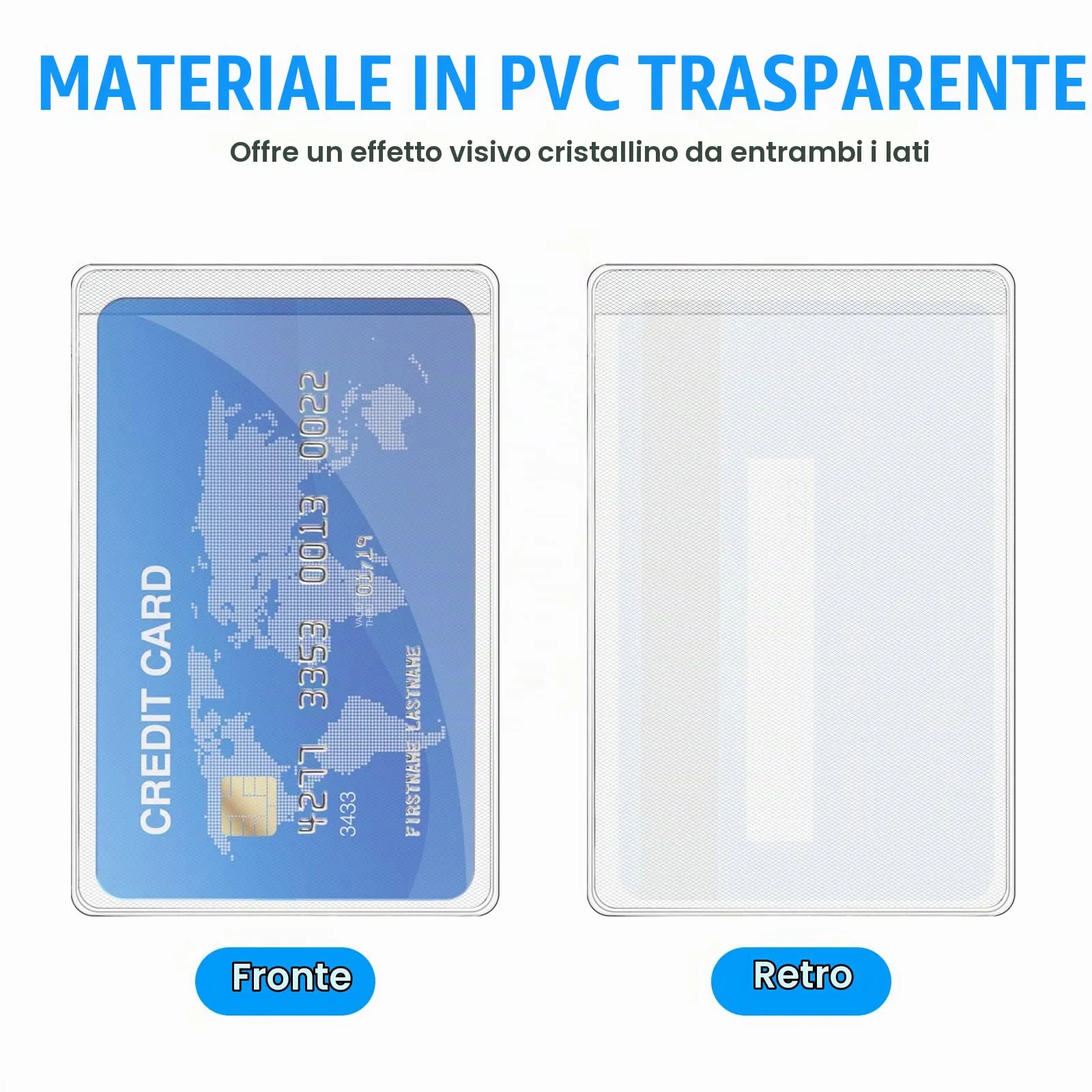 Vicloon Porta Carte di Credito e Biglietti da Visita in PVC, 30 Pezzi, Verticali, Trasparente e Glassato, 9,3 x 6 cm - immagine 3