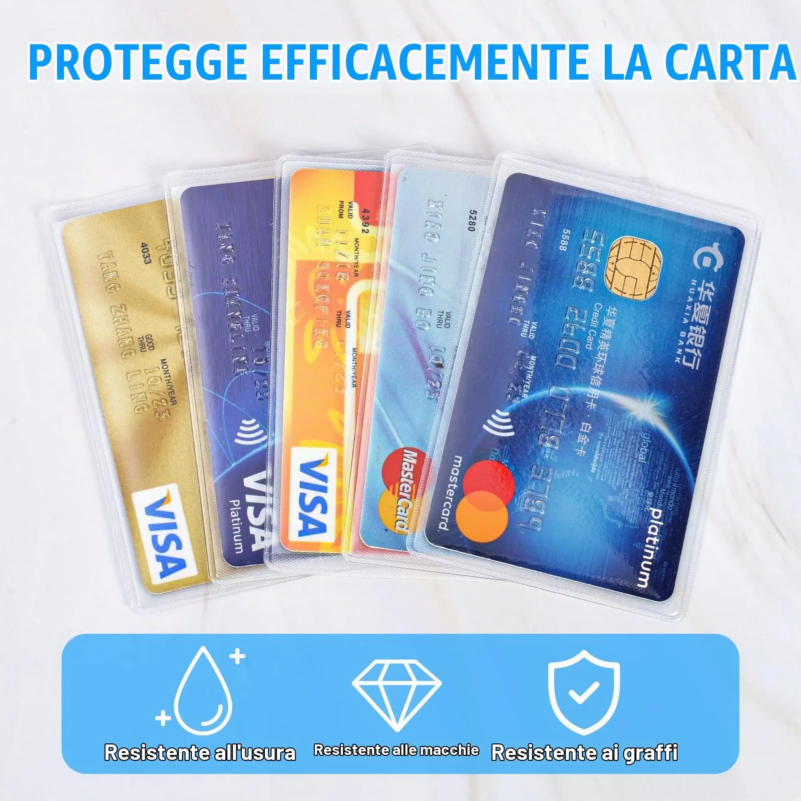 Vicloon Porta Carte di Credito e Biglietti da Visita in PVC, 30 Pezzi, Verticali, Trasparente e Glassato, 9,3 x 6 cm - immagine 4