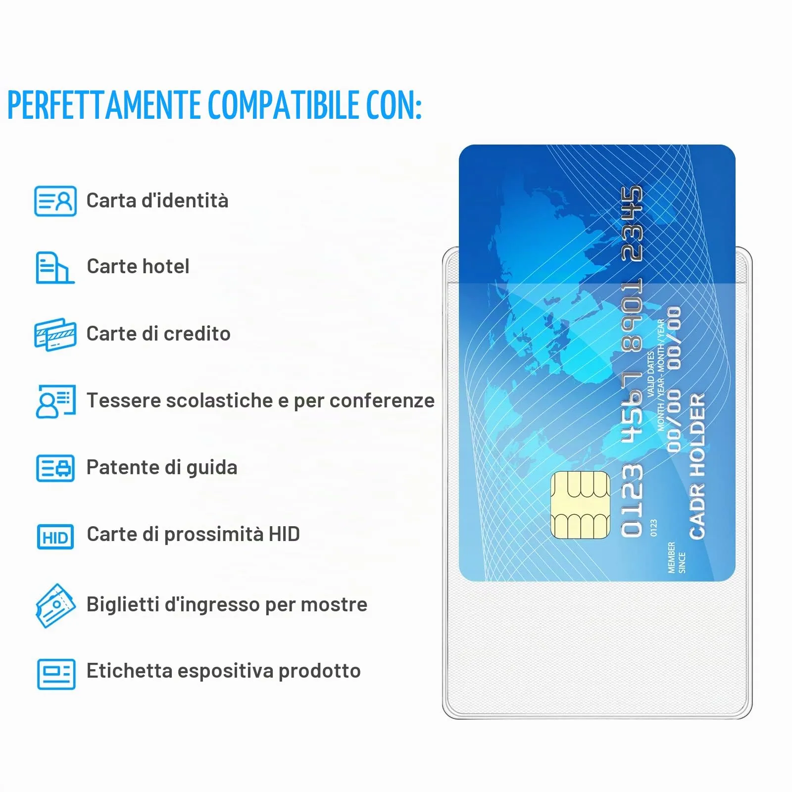 Vicloon Porta Carte di Credito e Biglietti da Visita in PVC, 30 Pezzi, Verticali, Trasparente e Glassato, 9,3 x 6 cm - immagine 5