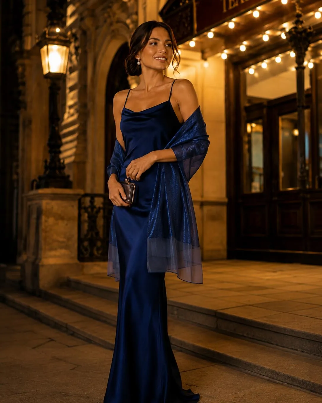 MAPIMANIA Stola Donna in Misto Seta e Lurex, 195x70 cm, Blu - immagine 5