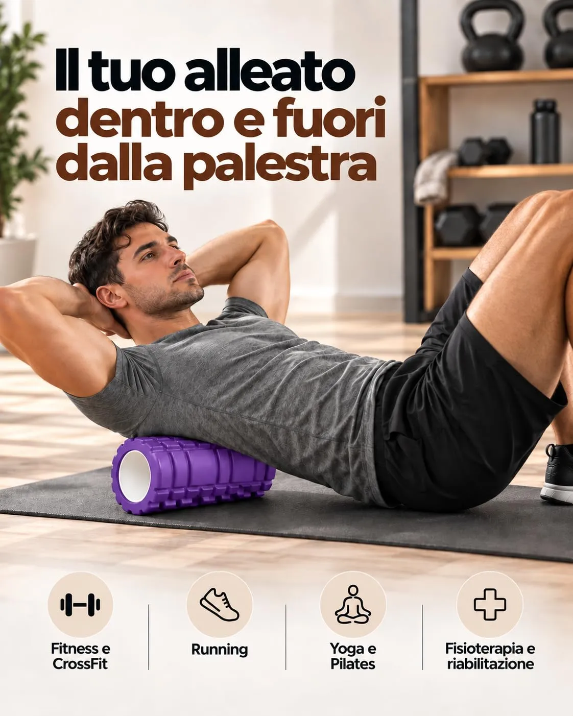 unycos Foam Roller in EVA Dura 33x14 cm (Viola) - immagine 5