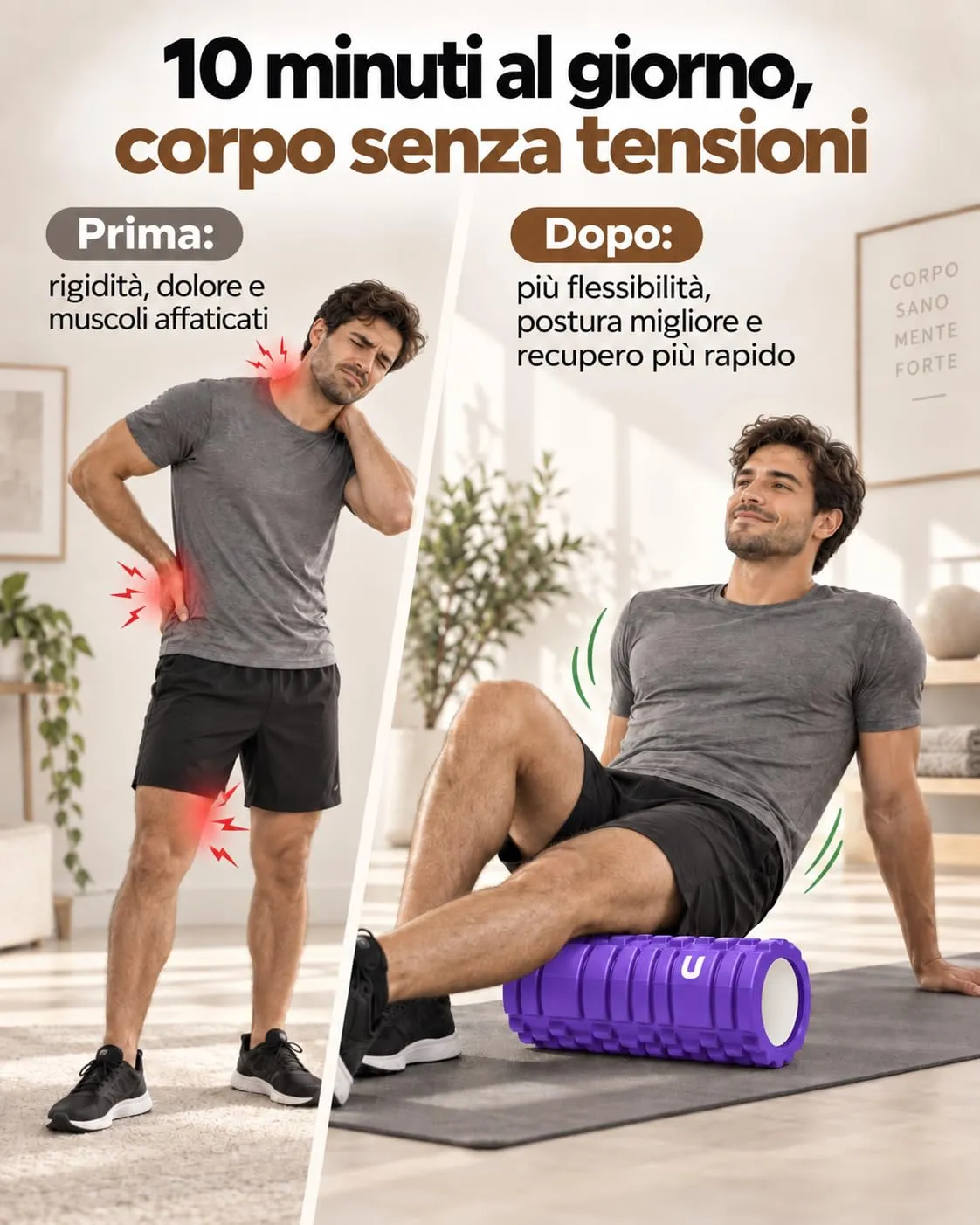 unycos Foam Roller in EVA Dura 33x14 cm (Viola) - immagine 7