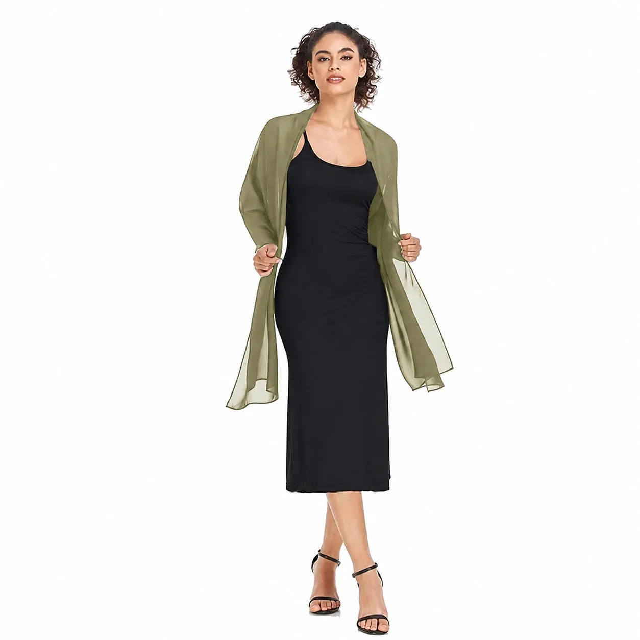 Van Der Rich Stola in Mussola di Seta Foulard Scialle Leggero Donna 172-CachiChiaro - immagine 2
