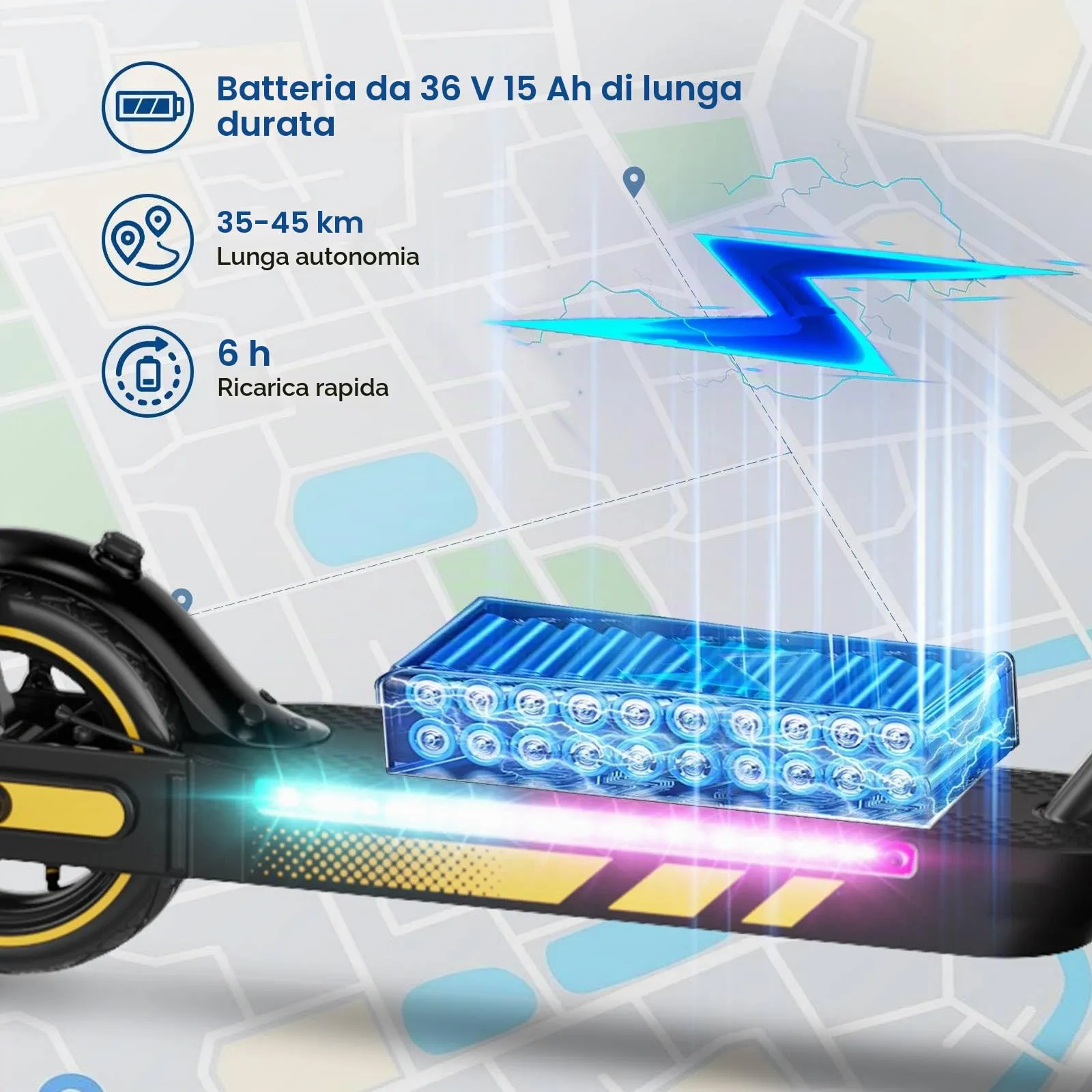 Zephyride V100 Monopattino Elettrico Adulto 500W, 25km/h, 45km, Pneumatici 25,4 cm, Doppio Tamburo, Pieghevole, Rosso - immagine 3