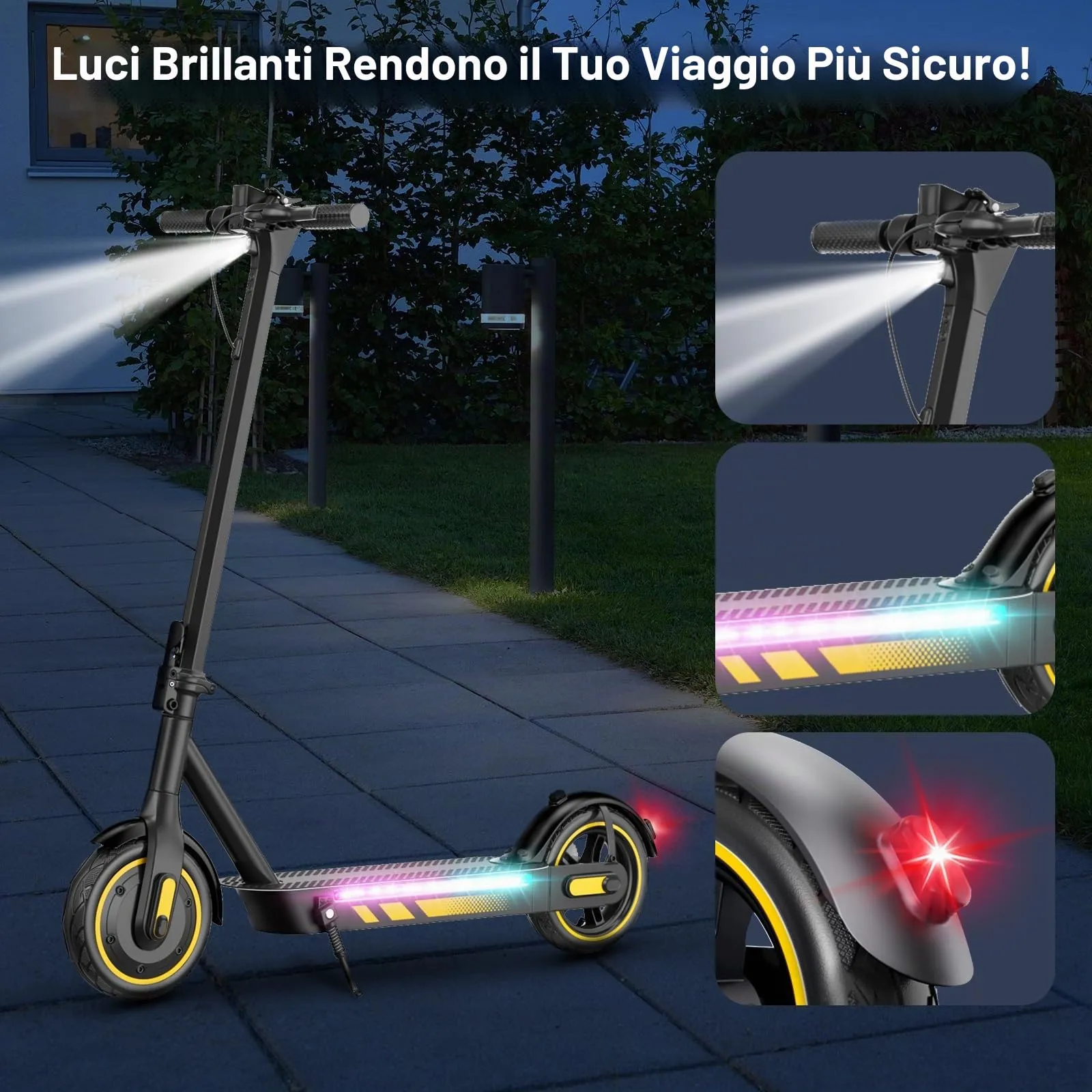 Zephyride V100 Monopattino Elettrico Adulto 500W, 25km/h, 45km, Pneumatici 25,4 cm, Doppio Tamburo, Pieghevole, Rosso - immagine 4
