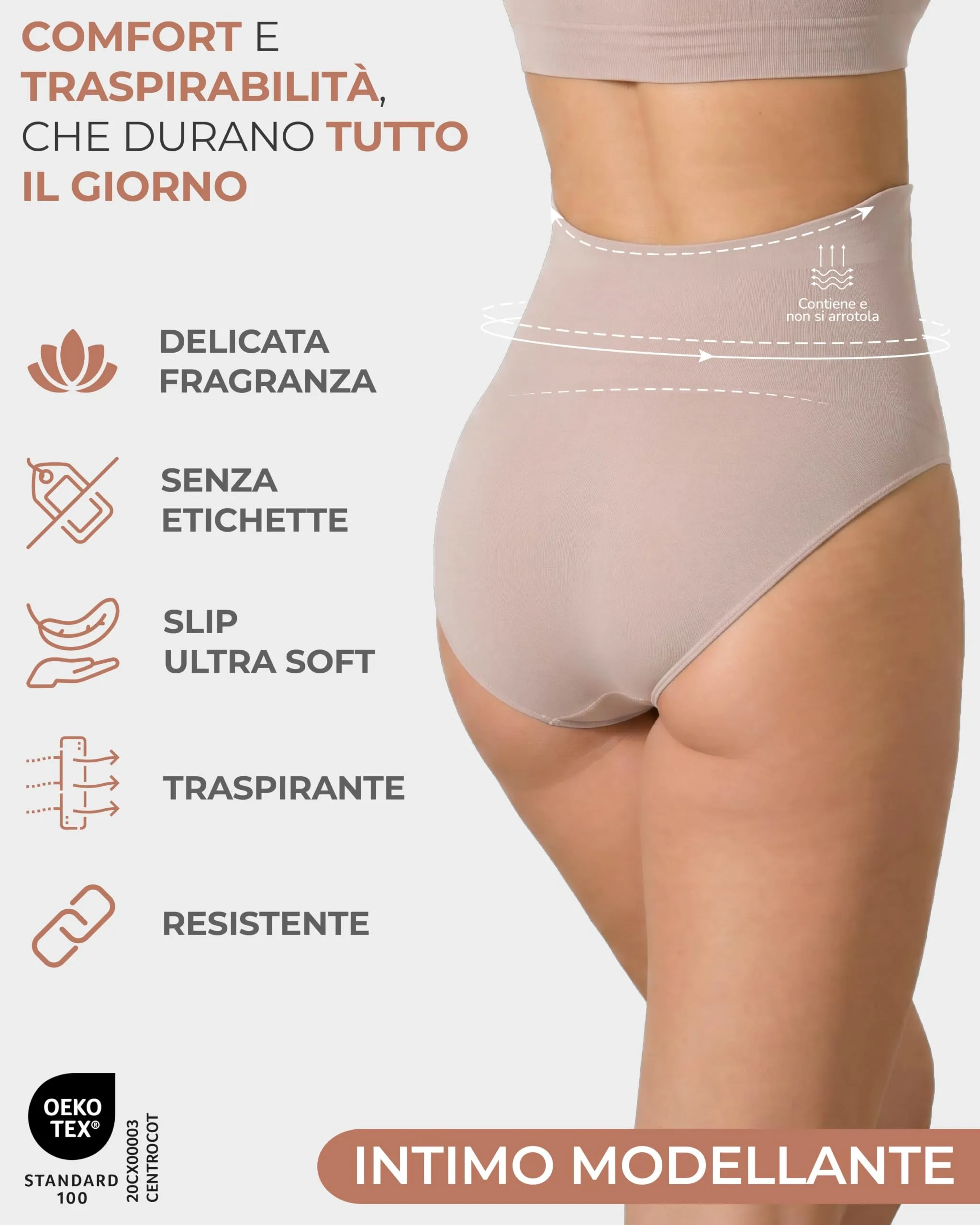 Risalti Pancera Contenitiva Donna Vita Alta con Slip Morbido, Intimo Modellante Senza Cuciture, Made in Italy - immagine 3