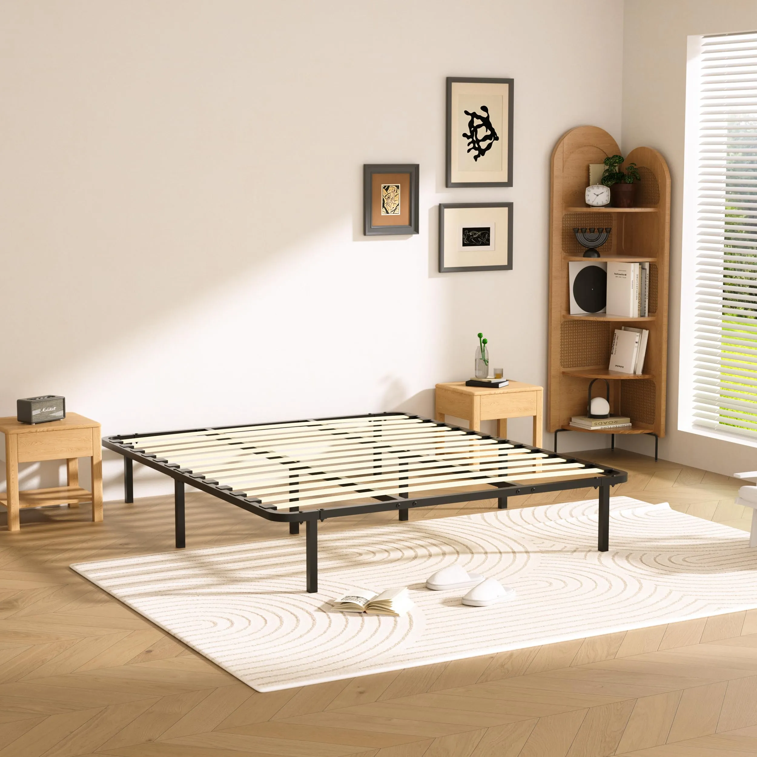 DEWINNER Rete Letto Matrimoniale 160x200cm, Altezza 29 cm, 13 Doghe in Legno Pioppo Ortopedica con 8 Piedi - immagine 1