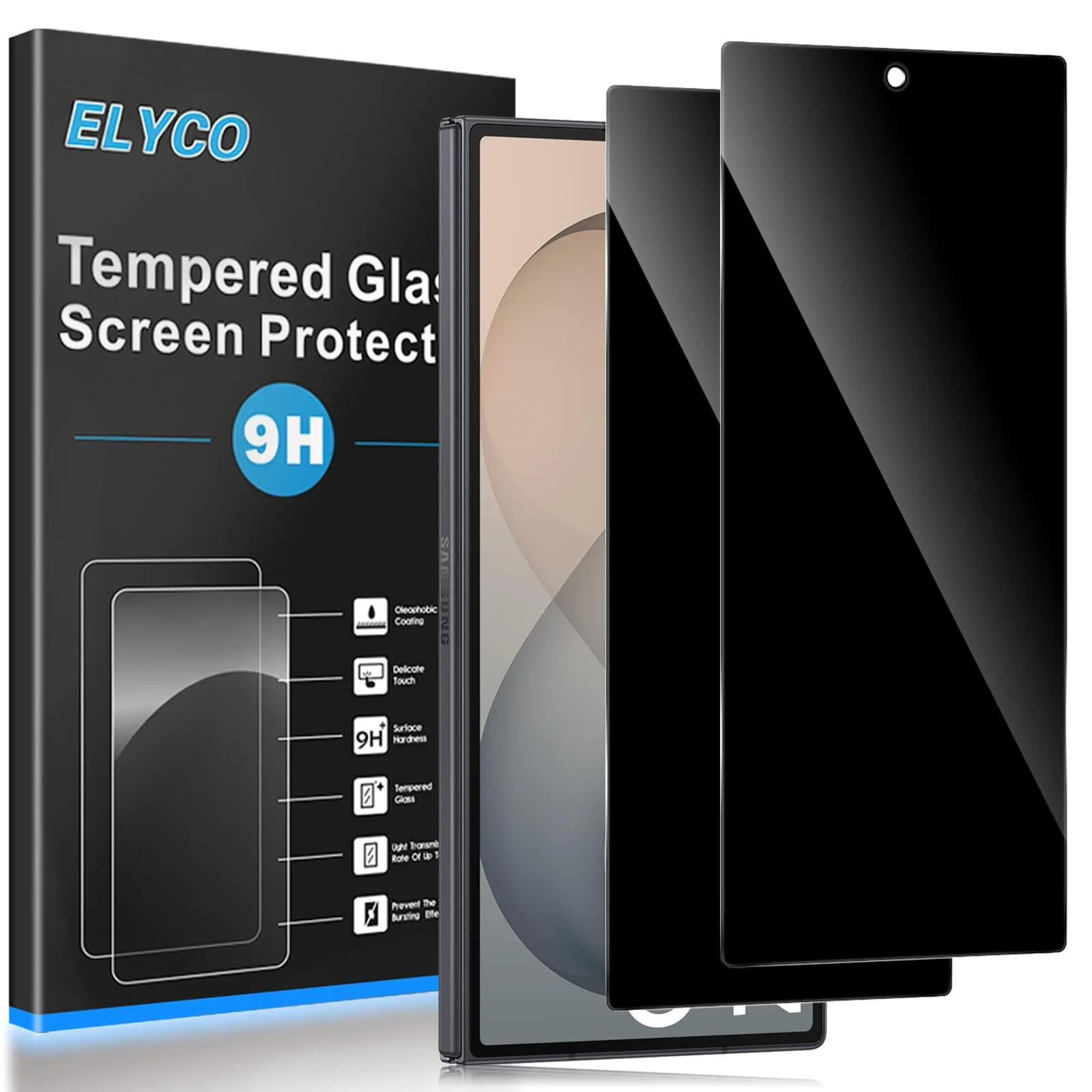 ELYCO Vetro Temperato Privacy per Samsung Galaxy Z Fold 8 Ultra, 2 Pezzi - immagine 1
