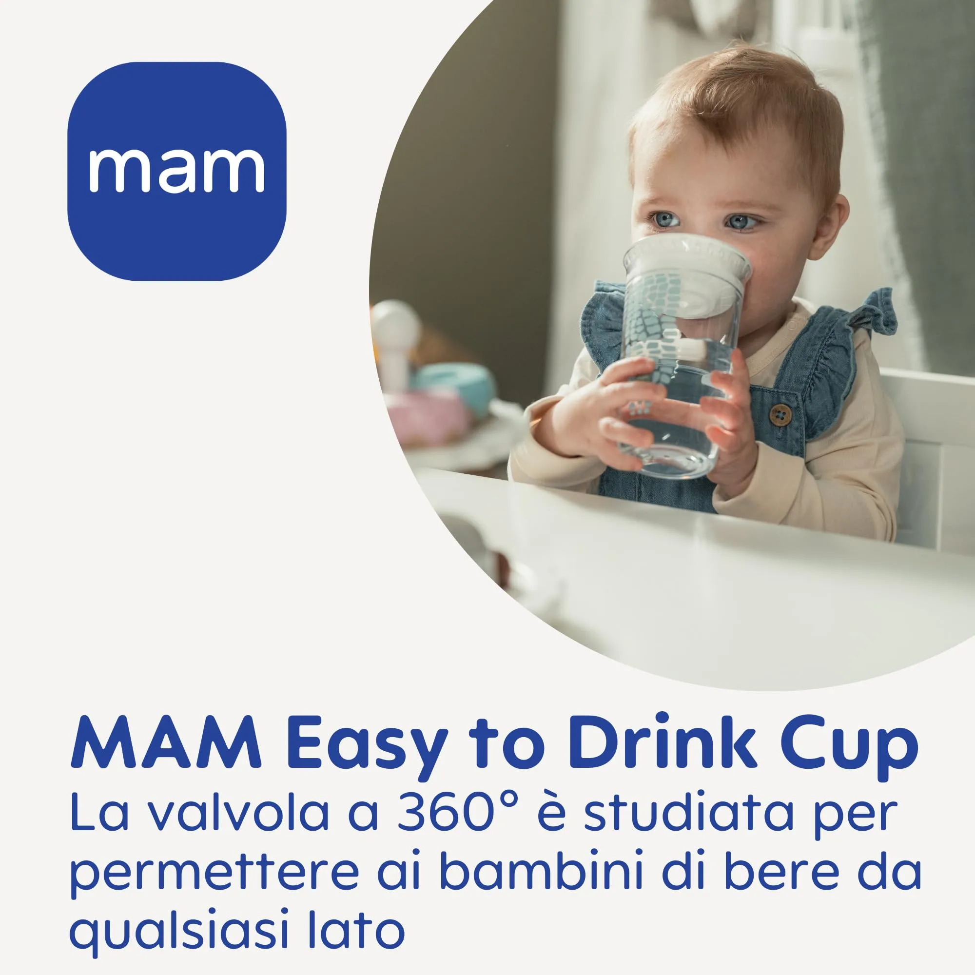 MAM Easy to Drink Cup 360°, Bicchiere Antigoccia Bambini 8+ Mesi, Beige - immagine 3