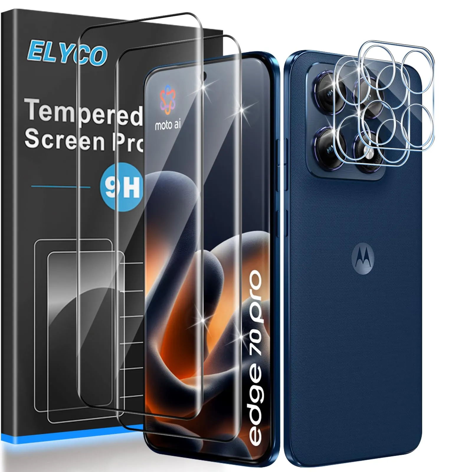 ELYCO Vetro Temperato per Motorola Moto Edge 70 Pro, 2+2 Pezzi - immagine 1