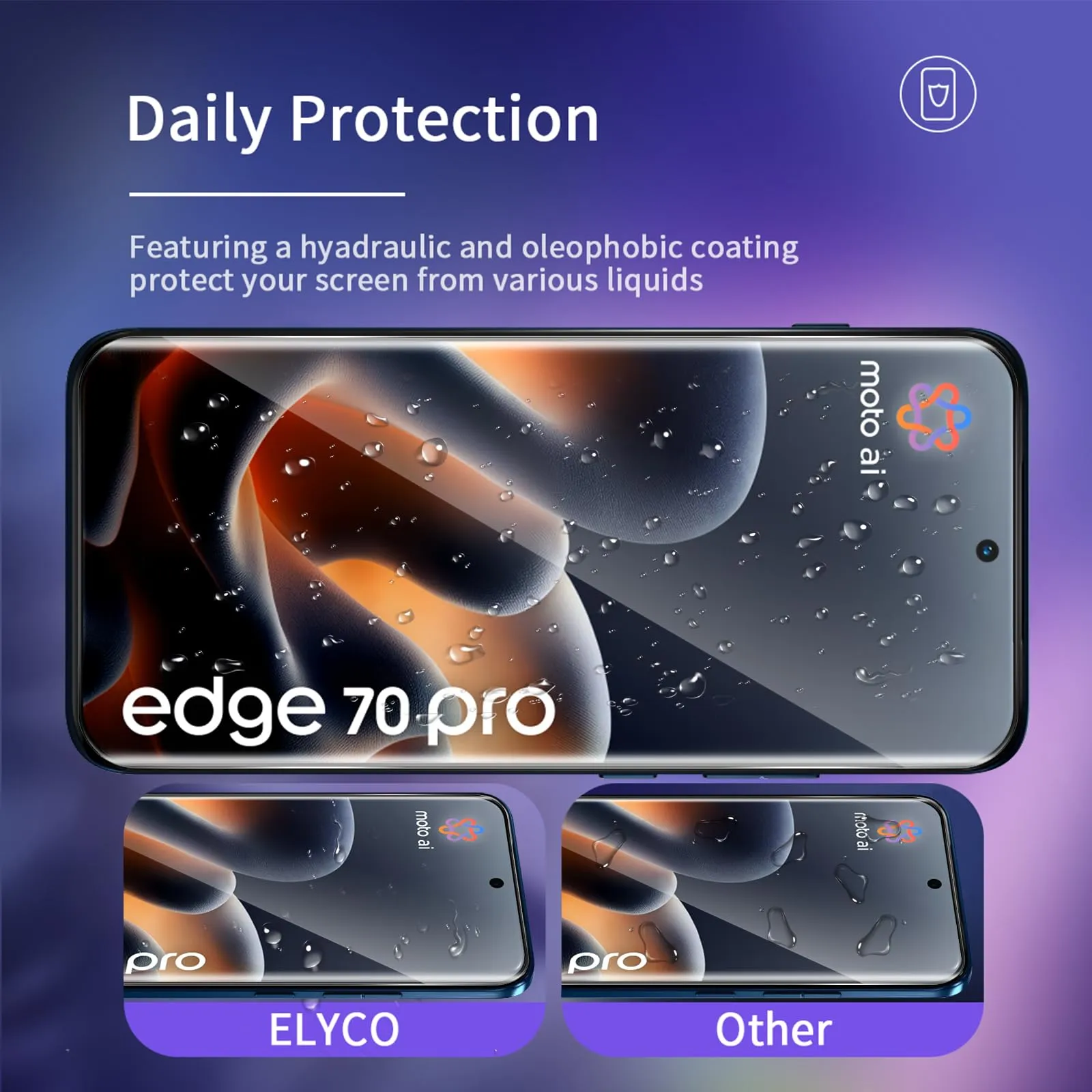 ELYCO Vetro Temperato per Motorola Moto Edge 70 Pro, 2+2 Pezzi - immagine 2