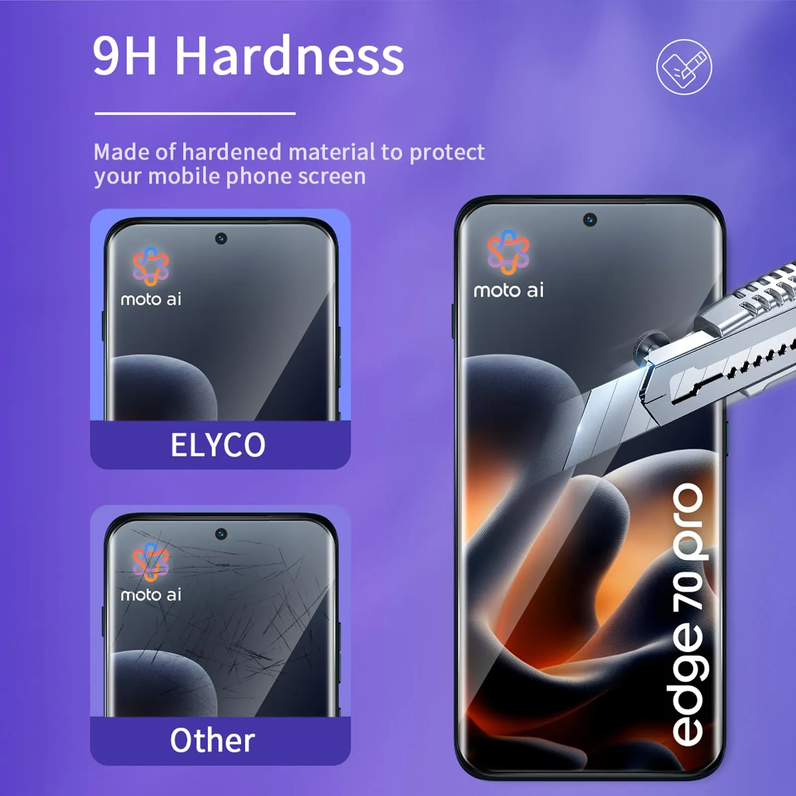 ELYCO Vetro Temperato per Motorola Moto Edge 70 Pro, 2+2 Pezzi - immagine 3