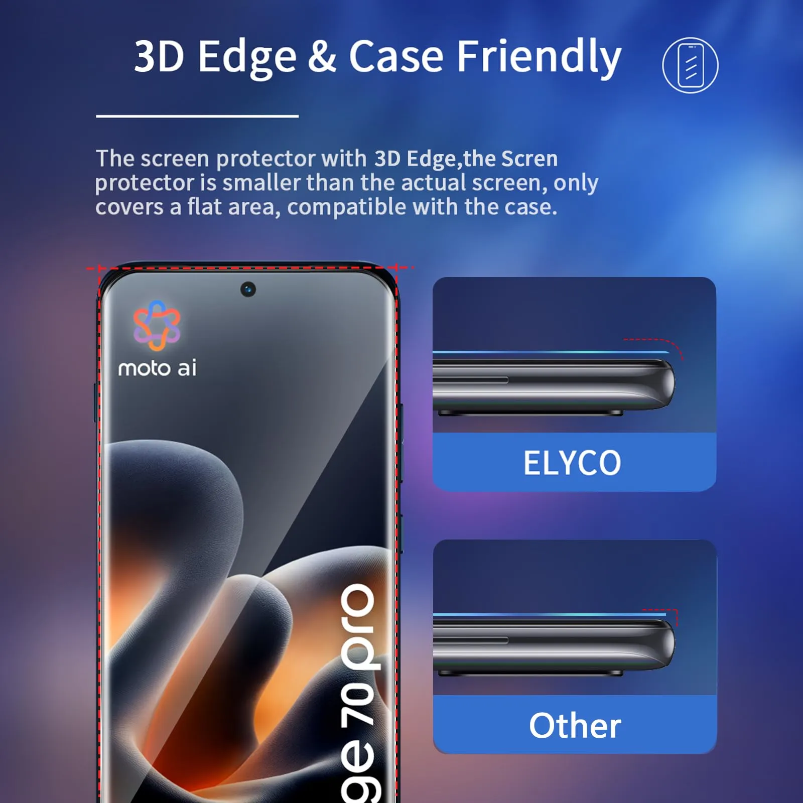 ELYCO Vetro Temperato per Motorola Moto Edge 70 Pro, 2+2 Pezzi - immagine 5