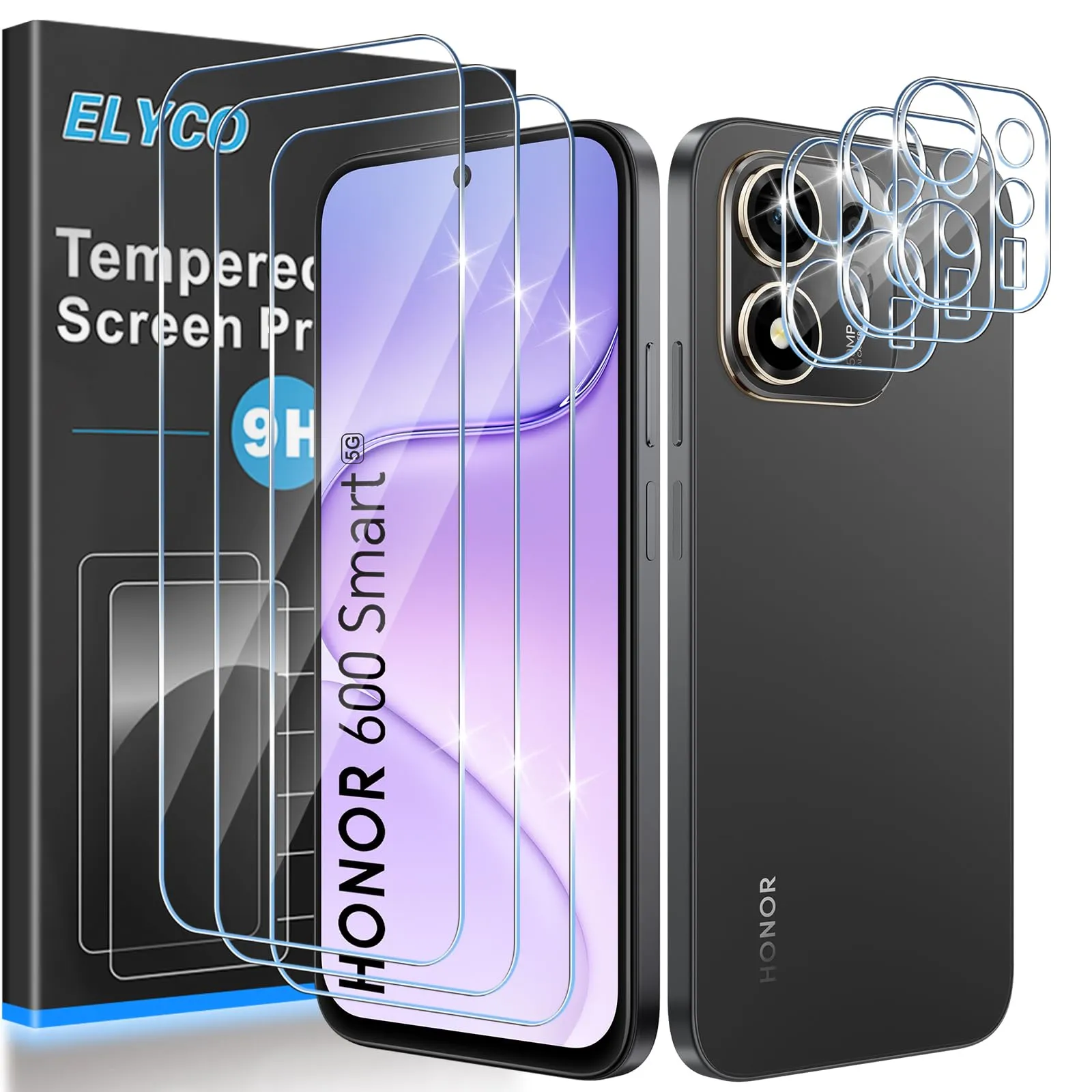 ELYCO Vetro Temperato per Honor 600 Smart 5G, 3+3 Pezzi - immagine 1