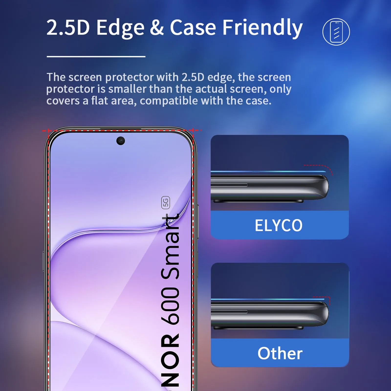 ELYCO Vetro Temperato per Honor 600 Smart 5G, 3+3 Pezzi - immagine 5