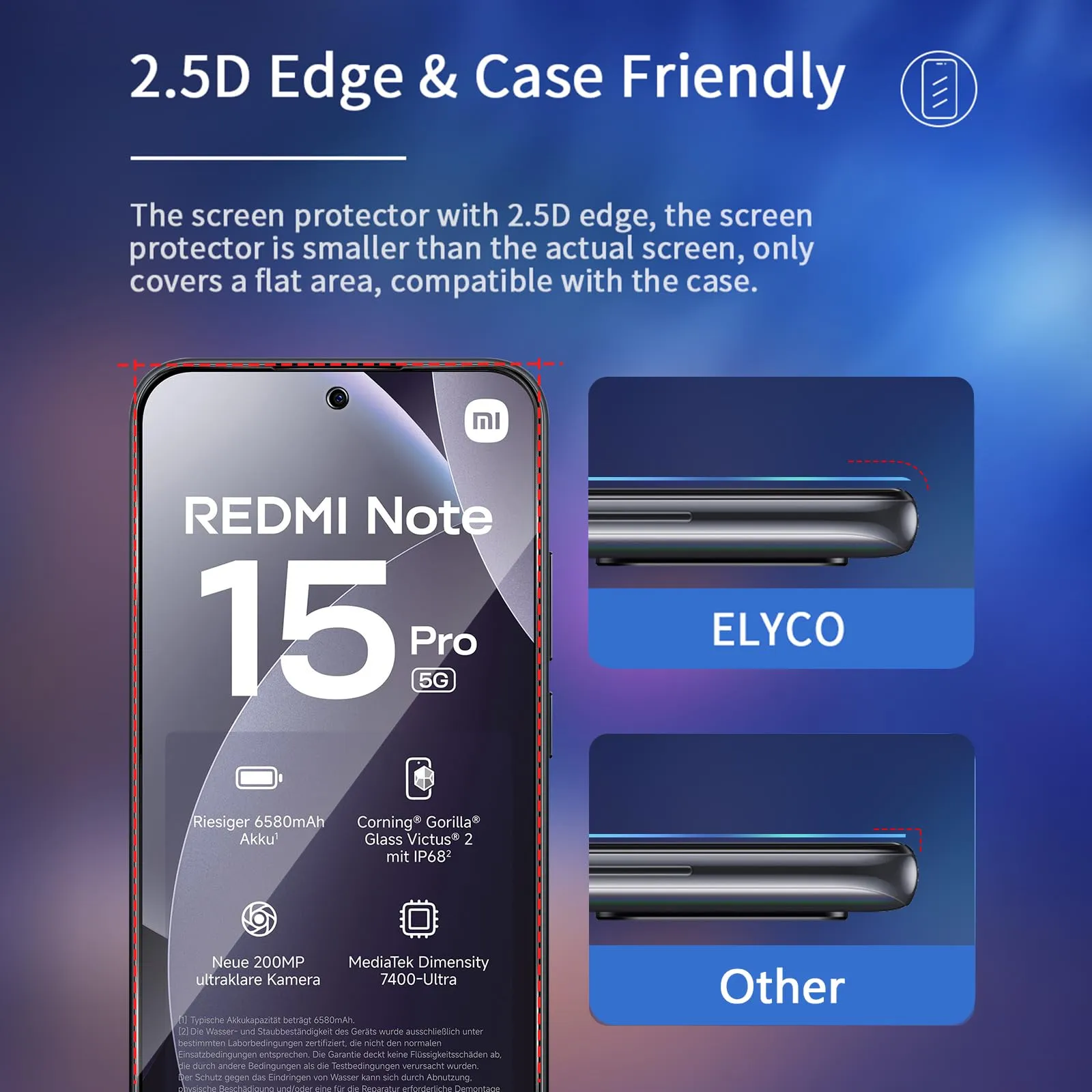 ELYCO Vetro Temperato Privacy per Xiaomi Redmi Note 15 Pro 5G, 2 Pezzi - immagine 7