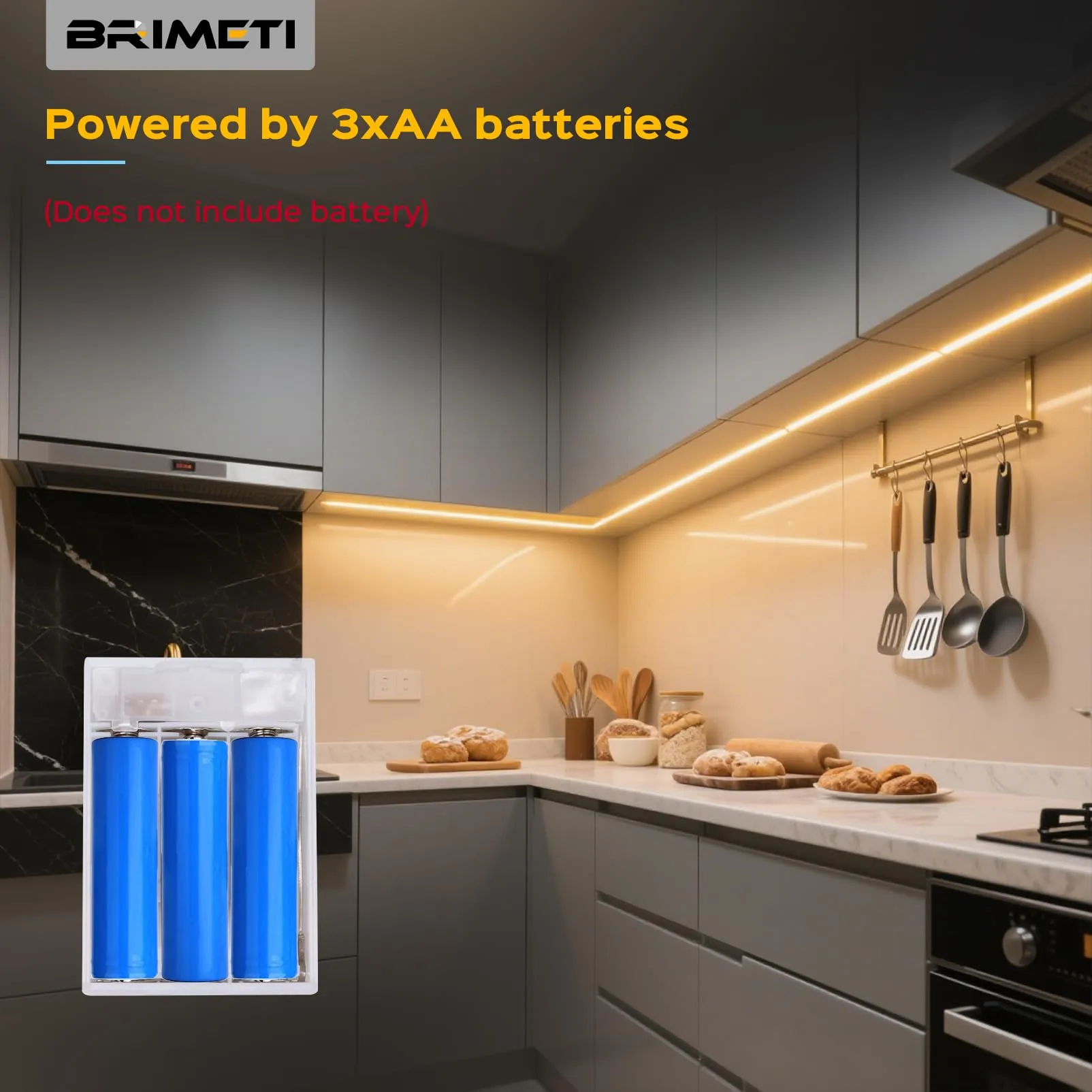 BRIMETI Striscia LED COB a Batteria 5V 1M Bianco Freddo 6000K 320LEDs/M Autoadesiva - immagine 3