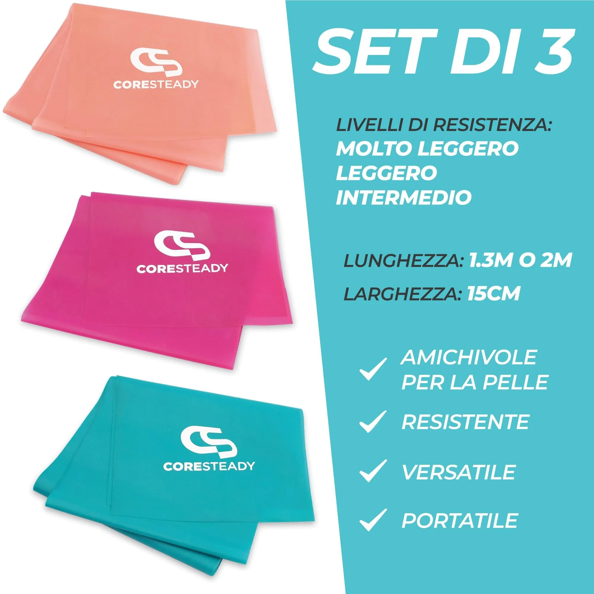 Coresteady Elastici Fitness - 5 Livelli di Resistenza - immagine 2