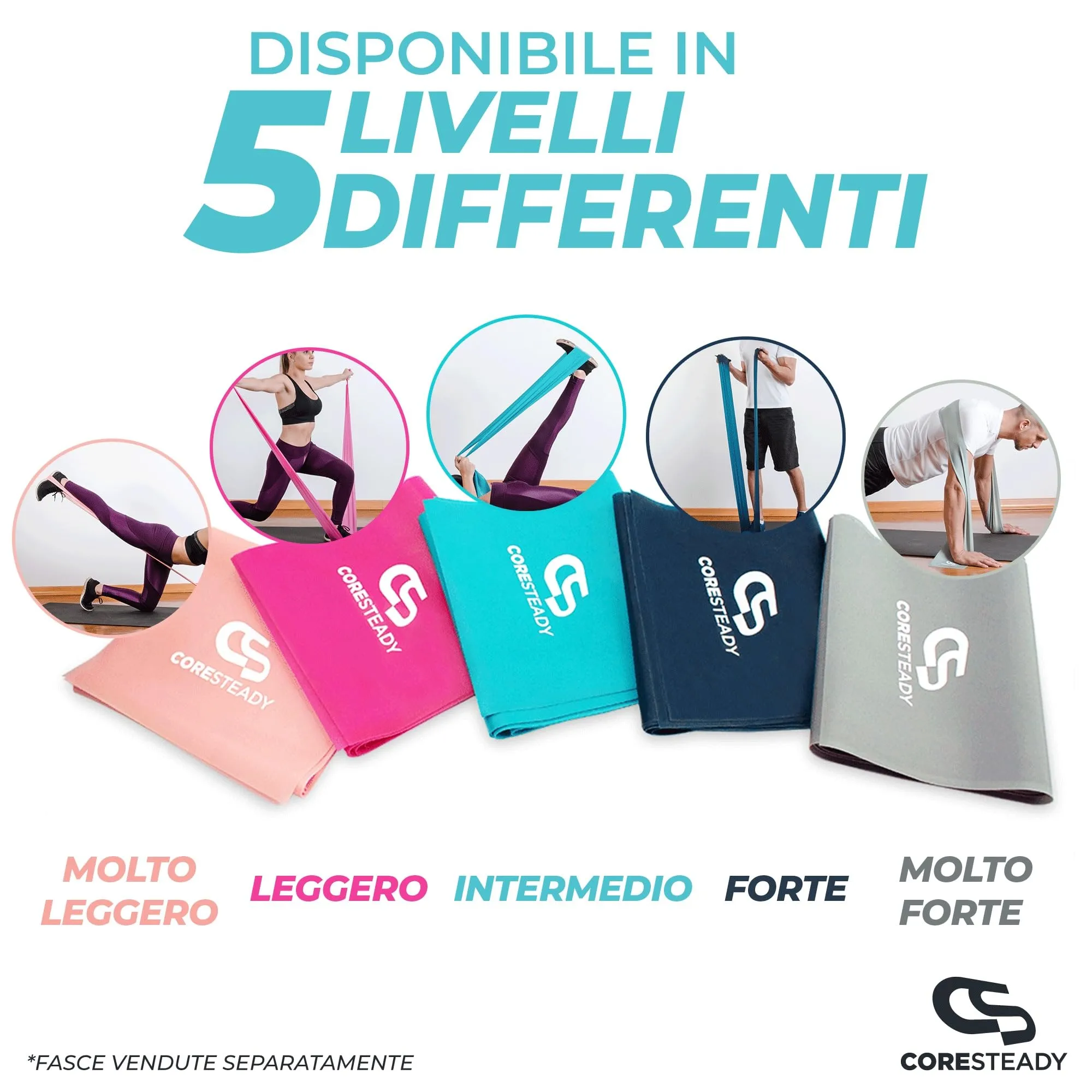 Coresteady Elastici Fitness - 5 Livelli di Resistenza - immagine 6