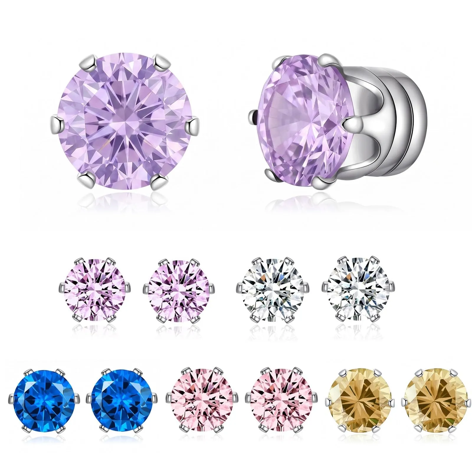 IBXWMNG Orecchini Magnetici con Zircone 6mm Multicolore, Set da 10 Pezzi - immagine 1