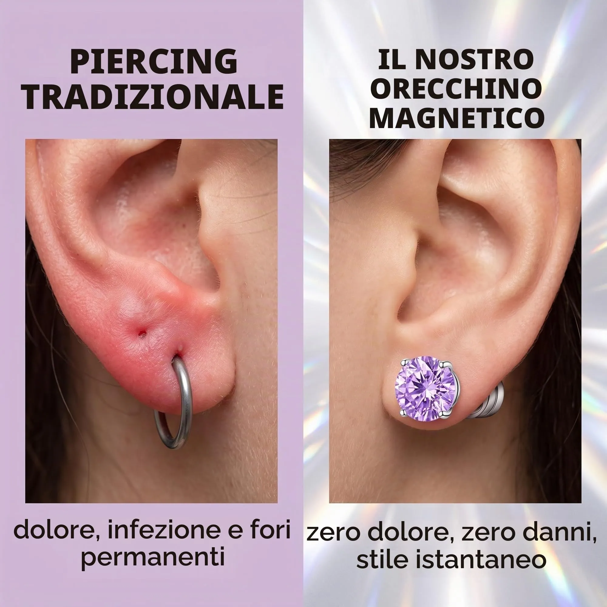 IBXWMNG Orecchini Magnetici con Zircone 6mm Multicolore, Set da 10 Pezzi - immagine 5