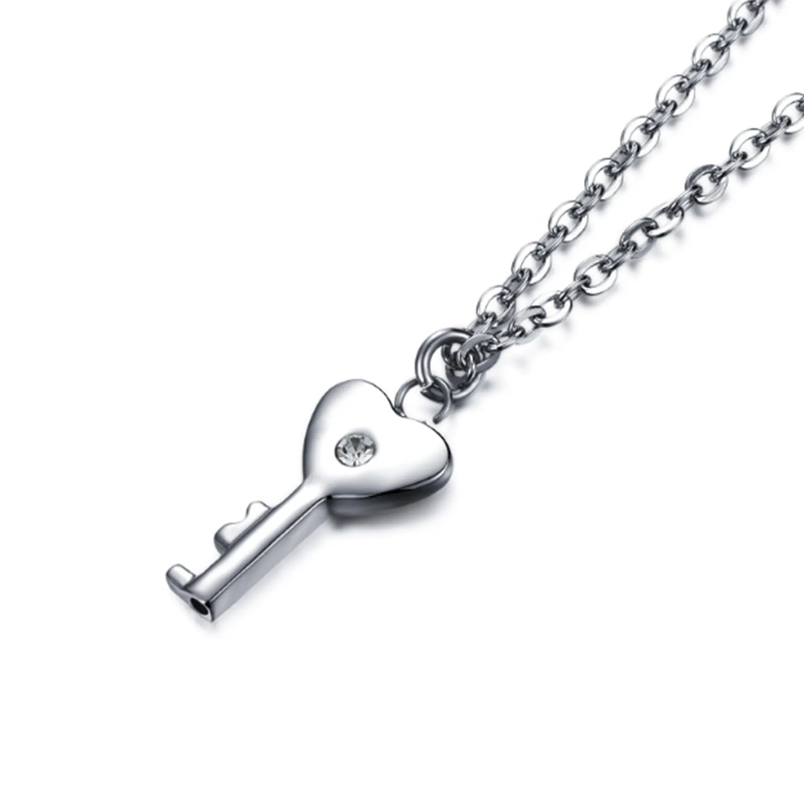 Flongo Set Collana e Bracciale per Coppia con Lucchetto e Chiave, Acciaio Inossidabile Argento - immagine 5