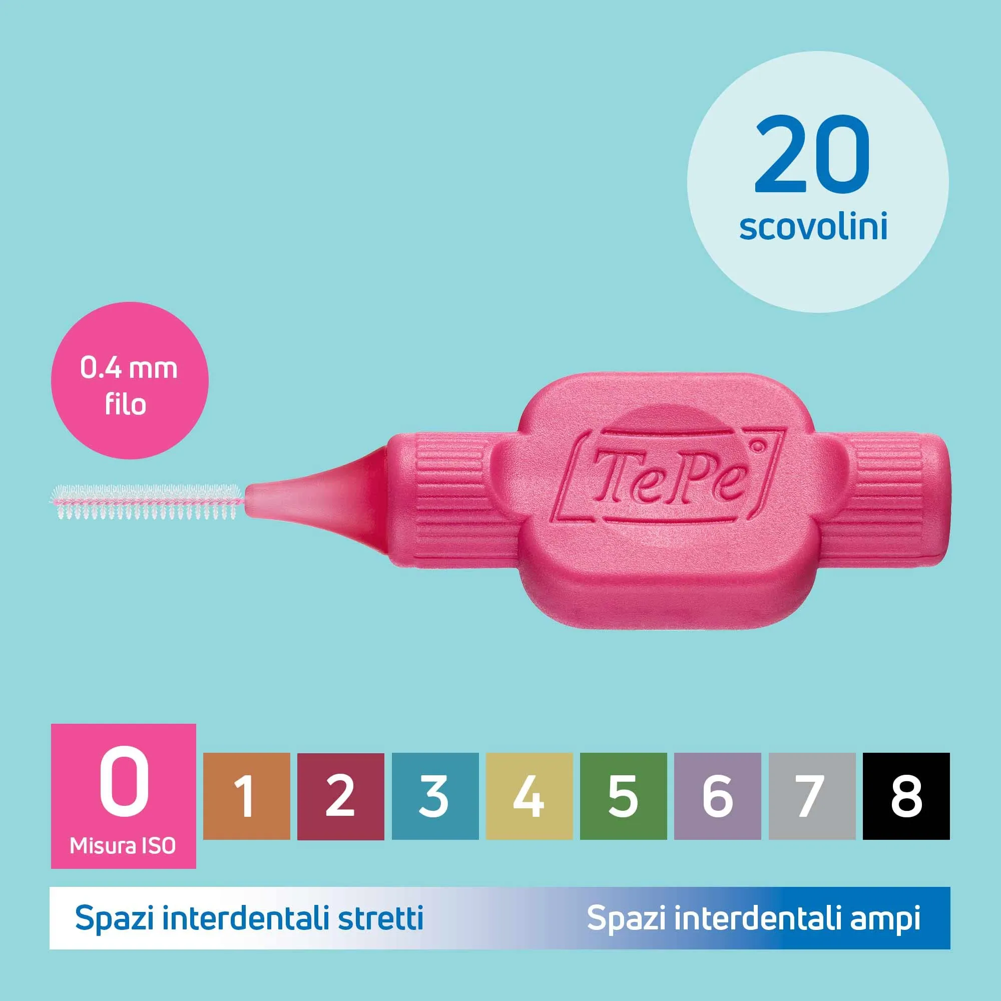 TePe Original Scovolini Interdentali, Rosa, 0.4mm/ISO 0, 20 pz - immagine 3