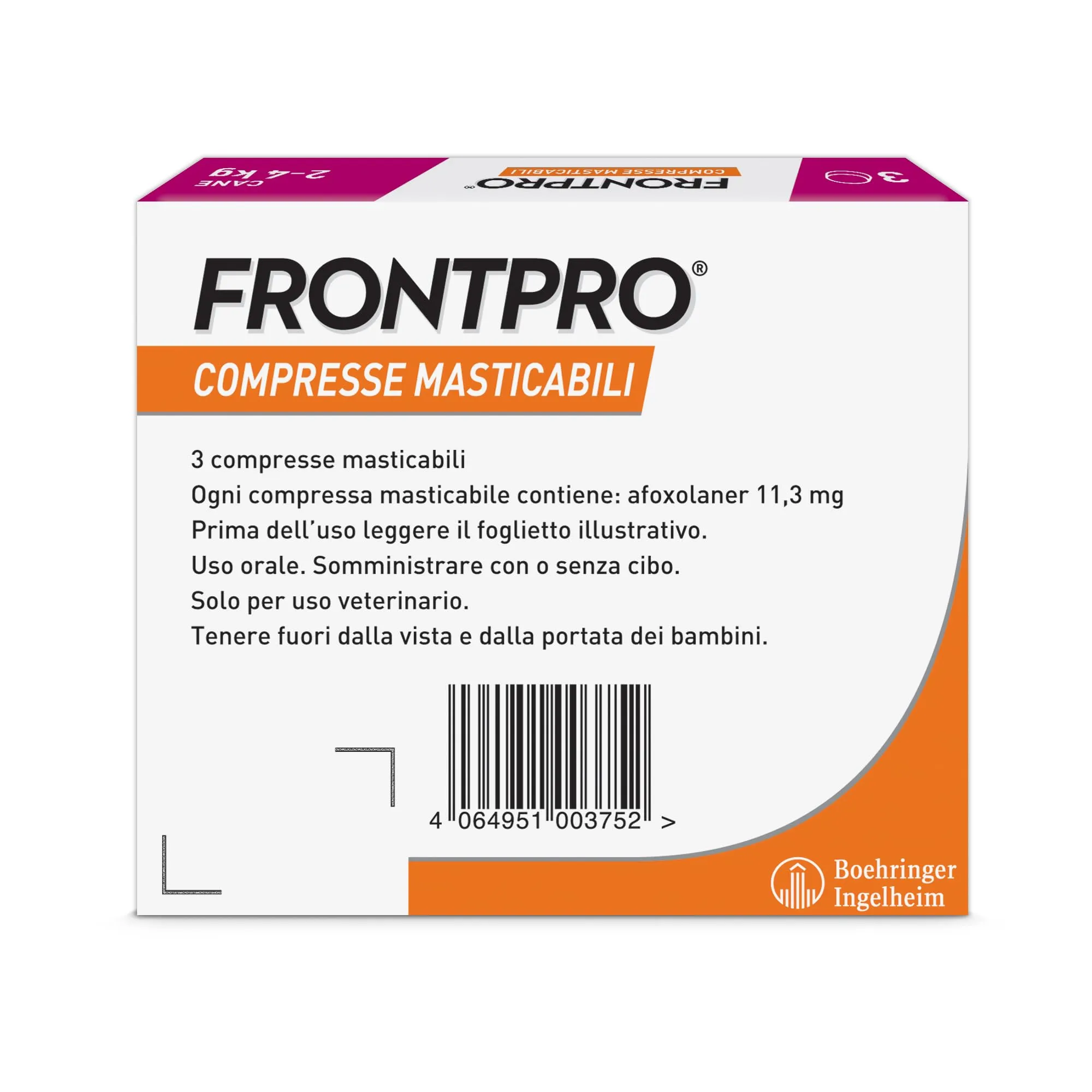 FRONTPRO Compresse Masticabili Per Cani Contro Pulci E Zecche (2-4kg), 3 pezzi - immagine 2