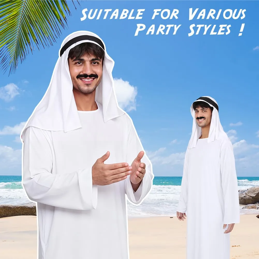 BSBUY Costume Arabo da Uomo Set da 3 Pezzi, Bianco - immagine 6