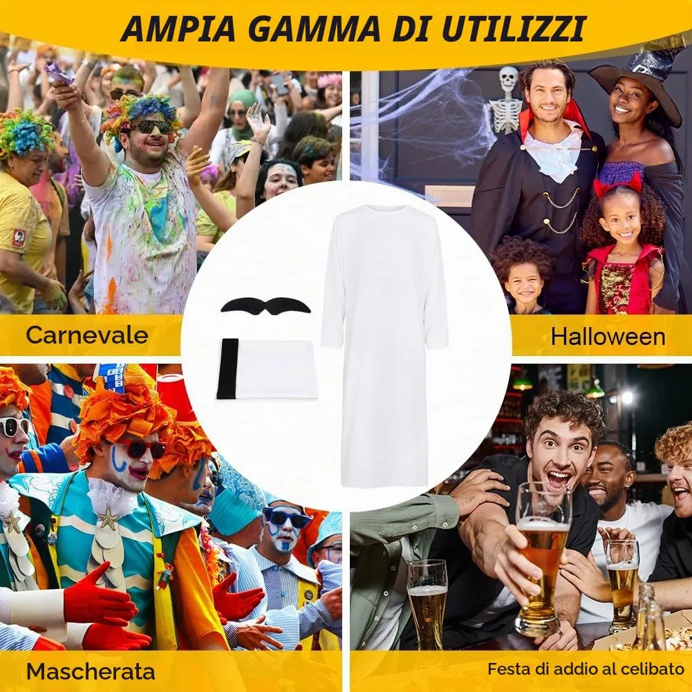 BSBUY Costume Arabo da Uomo Set da 3 Pezzi, Bianco - immagine 7