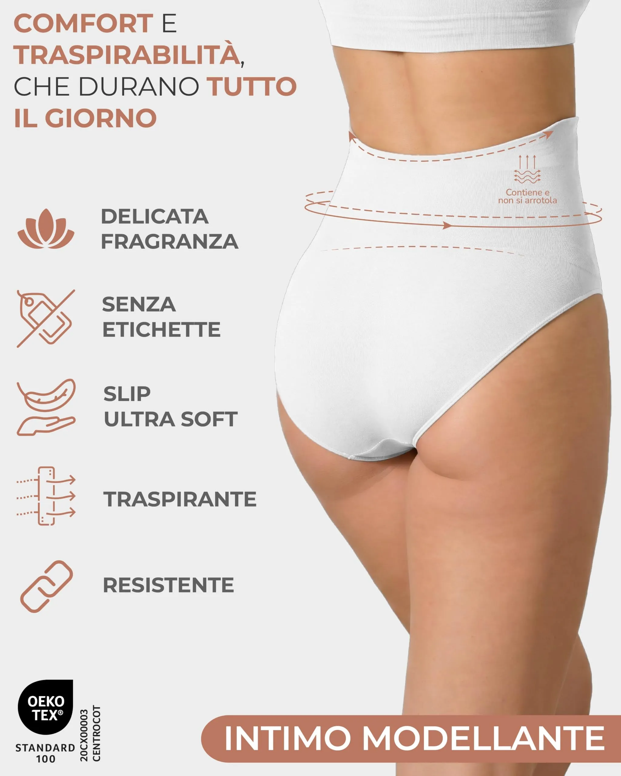 Risalti Pancera Contenitiva Donna Vita Alta con Slip Morbido, Intimo Modellante Senza Cuciture, Made in Italy - immagine 3