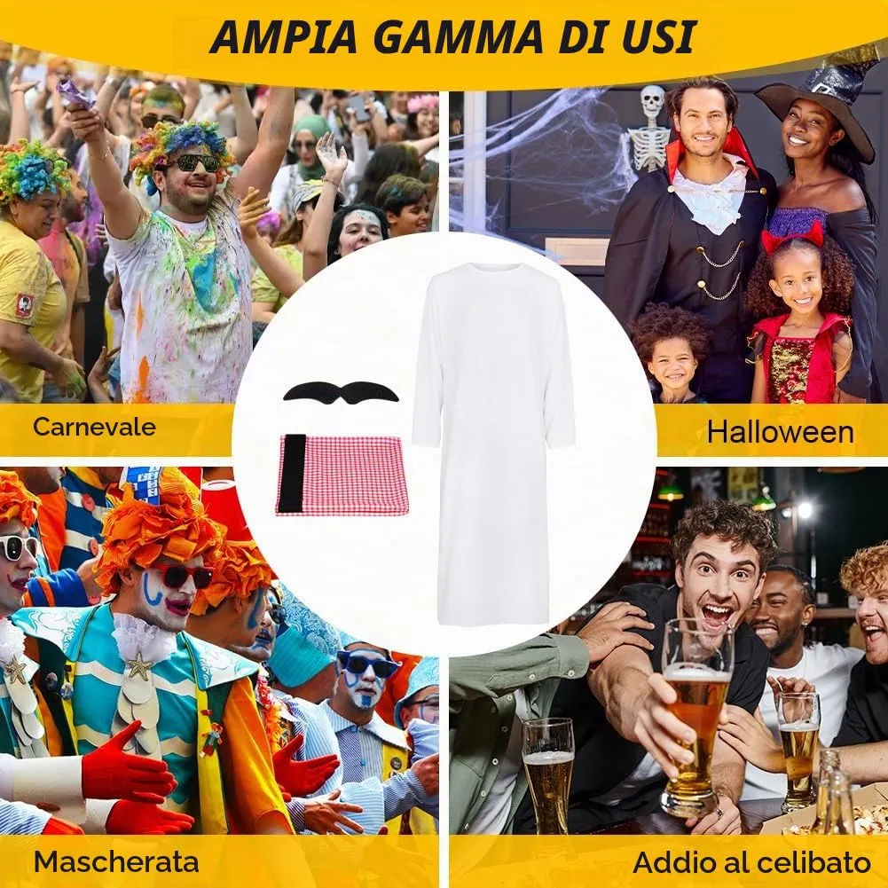 BSBUY Costume Arabo da Uomo Set 3 Pezzi Bianco - immagine 7
