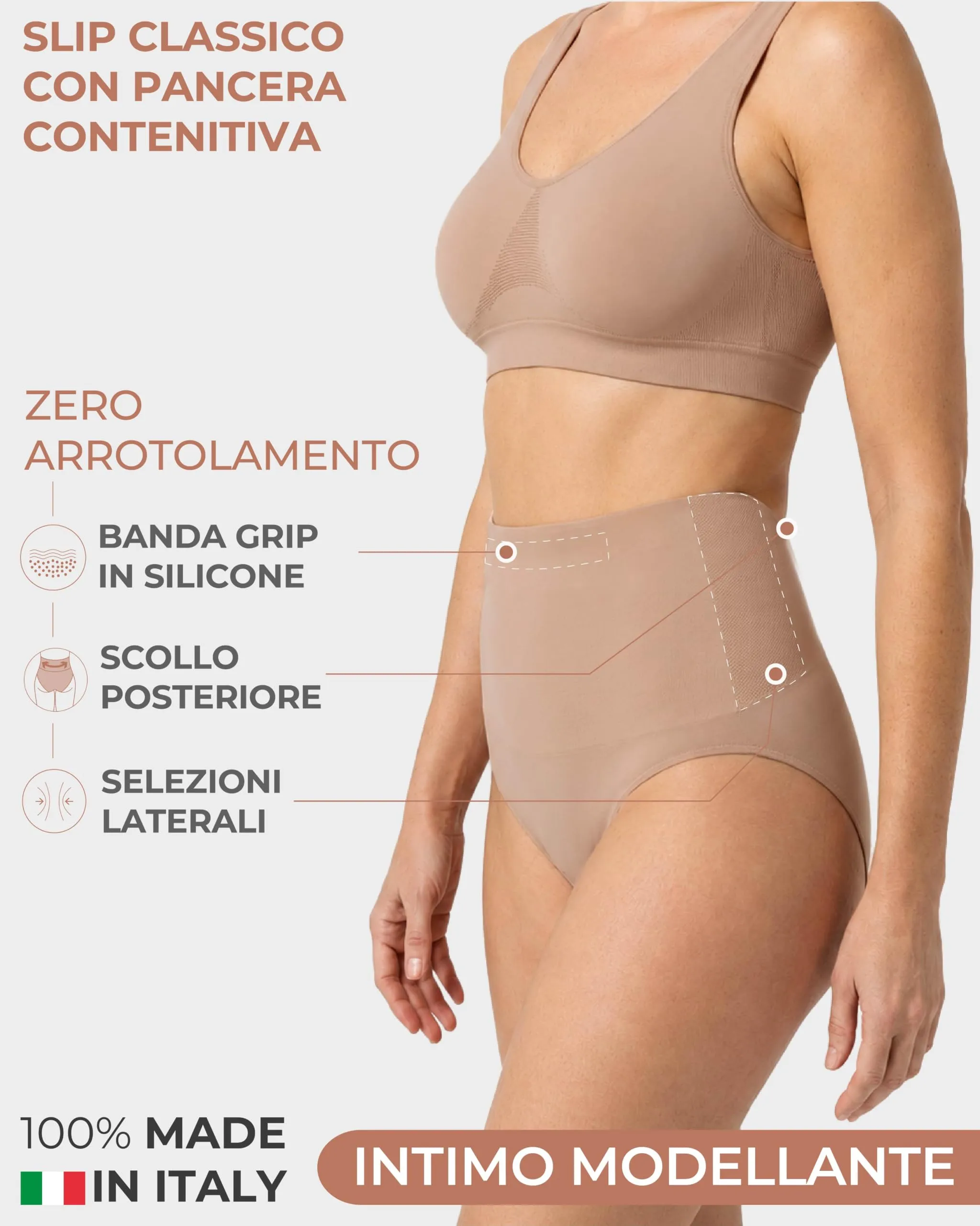 Risalti Pancera Contenitiva Donna Vita Alta con Slip Morbido, Intimo Modellante Senza Cuciture in Microfibra, Made in Italy - immagine 2
